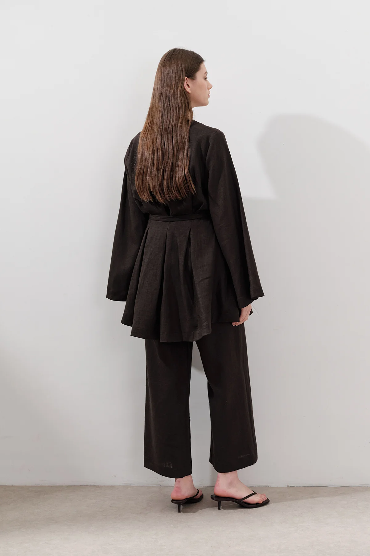 Linen Darted Tunic Dark Brown - Image 10