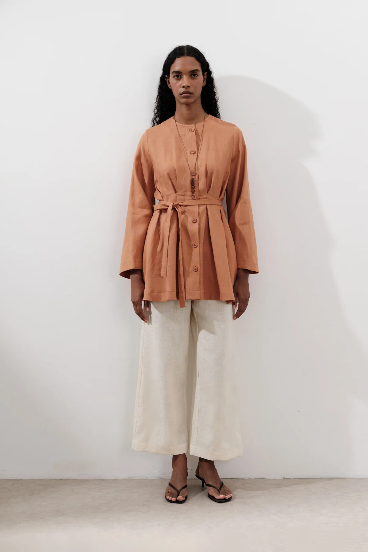 Linen Darted Tunic Orange - Image 4