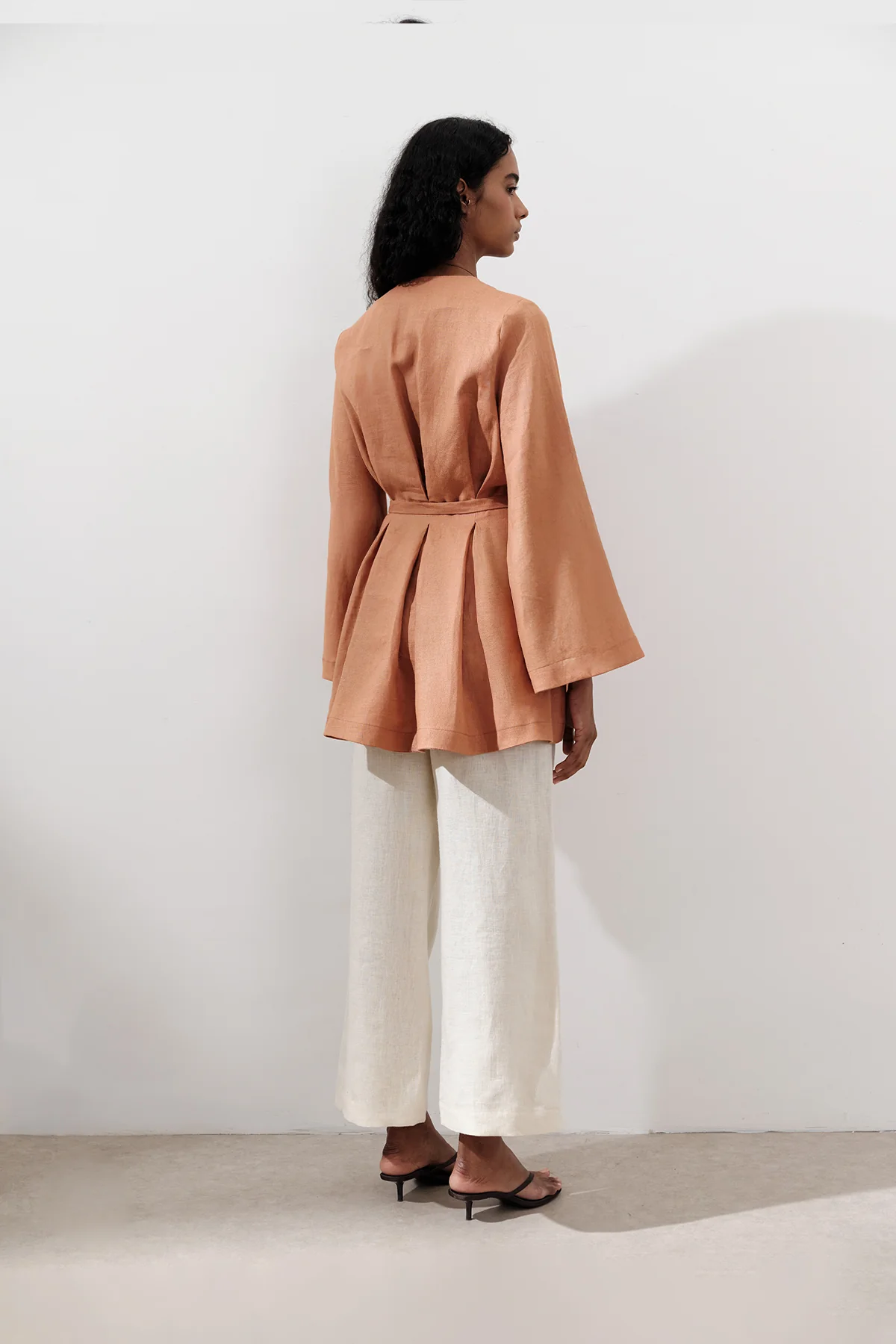 Linen Darted Tunic Orange - Image 5