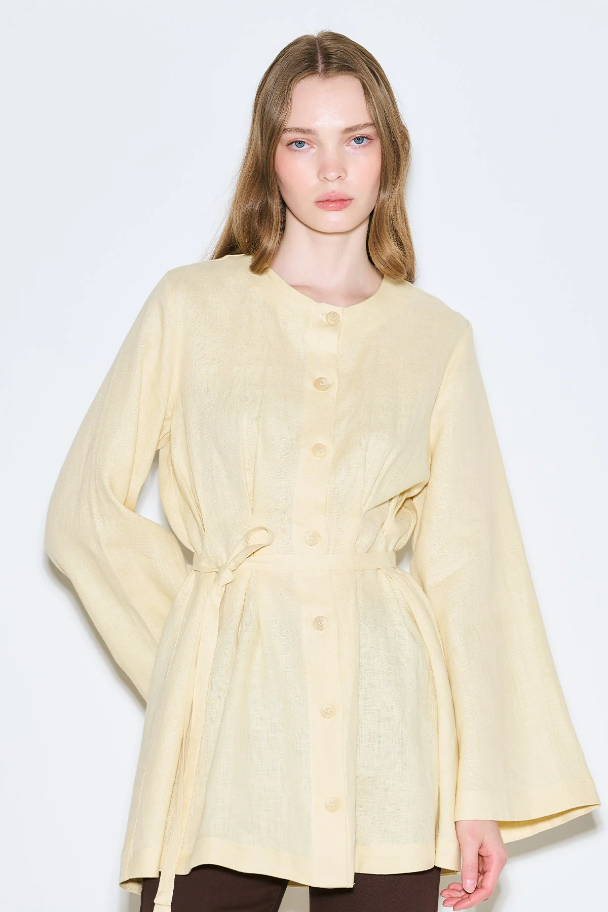 Linen Darted Tunic Yellow - Image 2