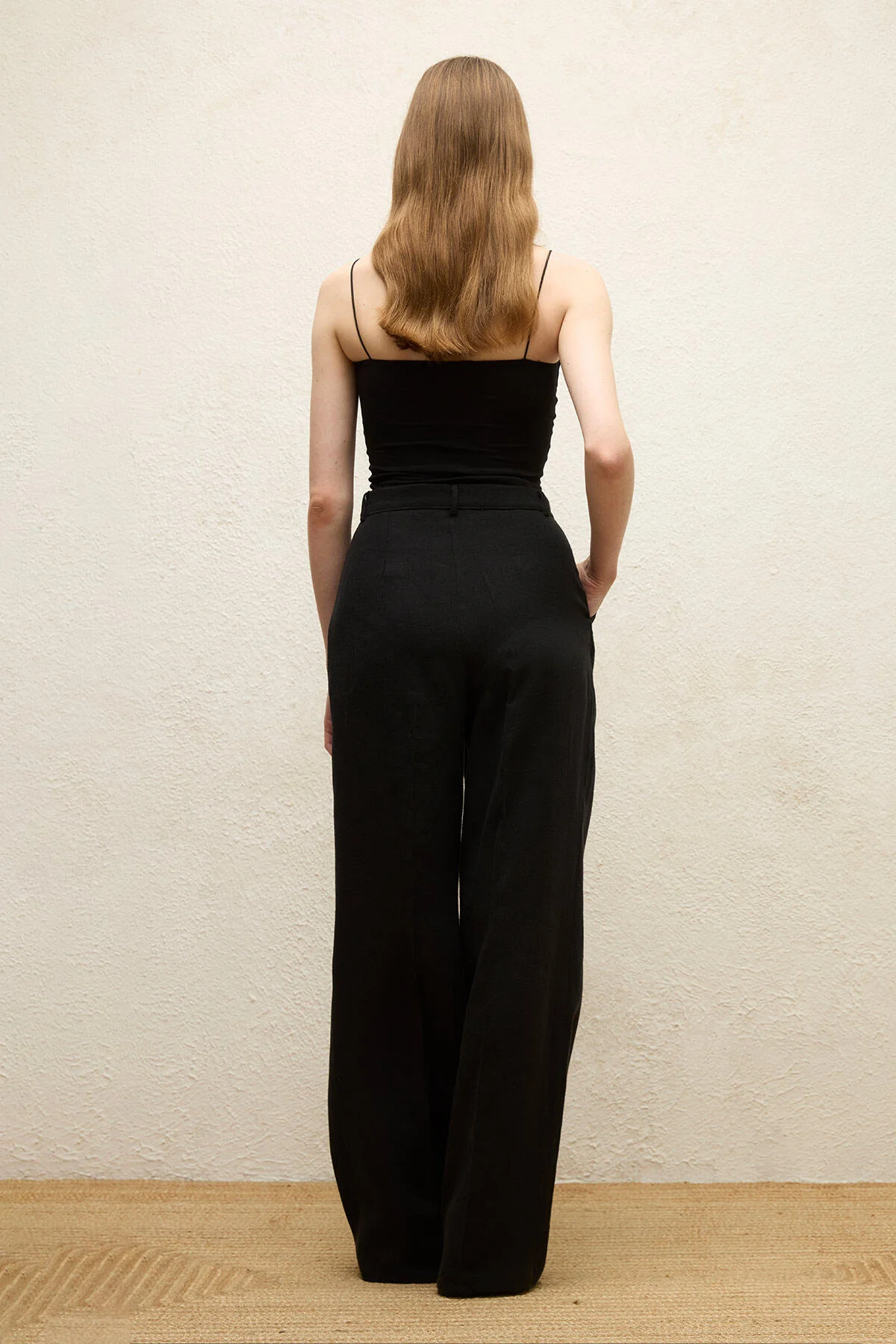 Linen Palazzo Trousers Black - Image 8