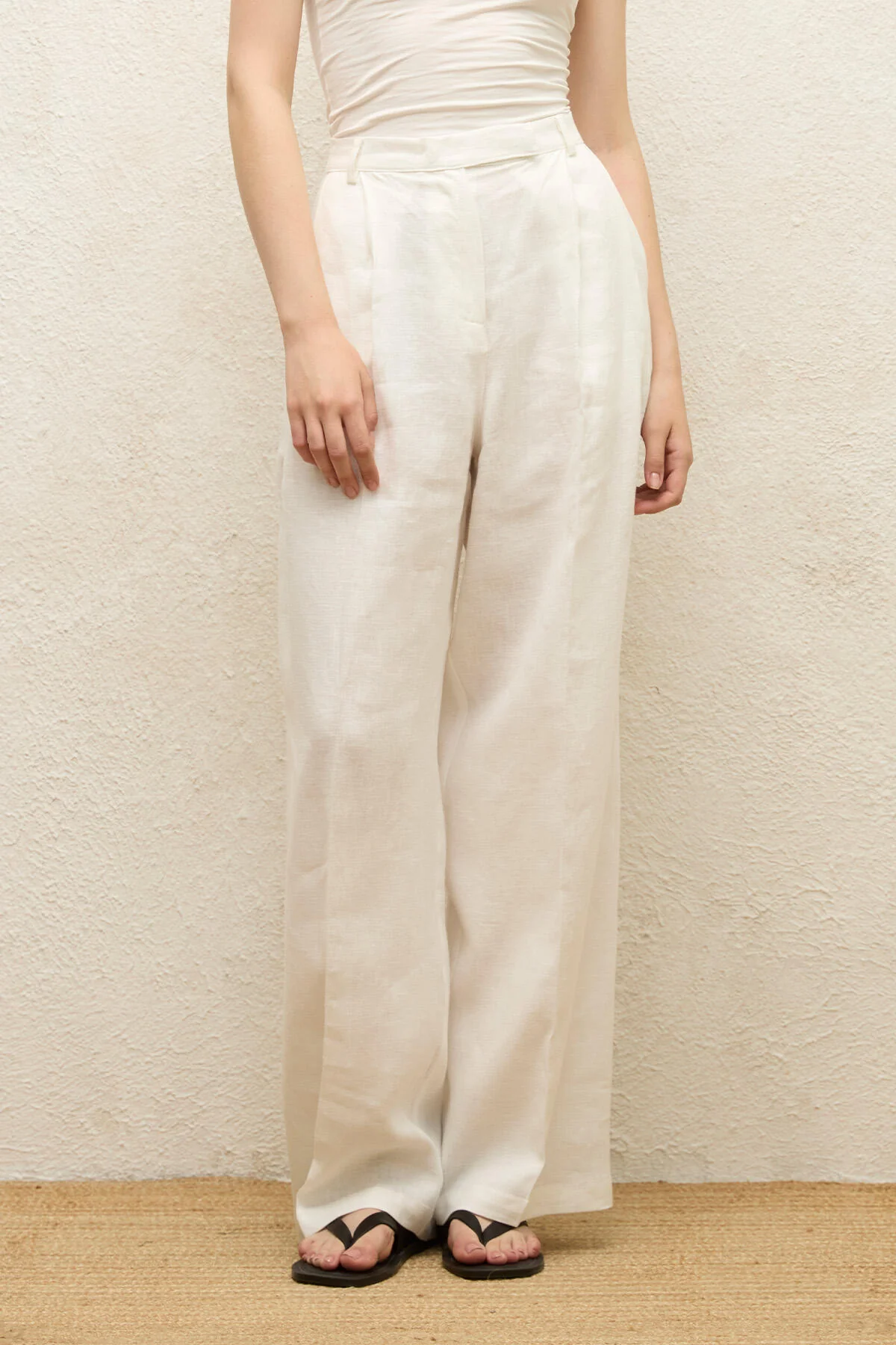 Linen Palazzo Trousers Ecru - Image 6