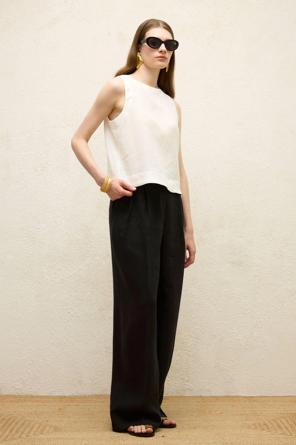 Linen Tank Top Ecru - Image 4