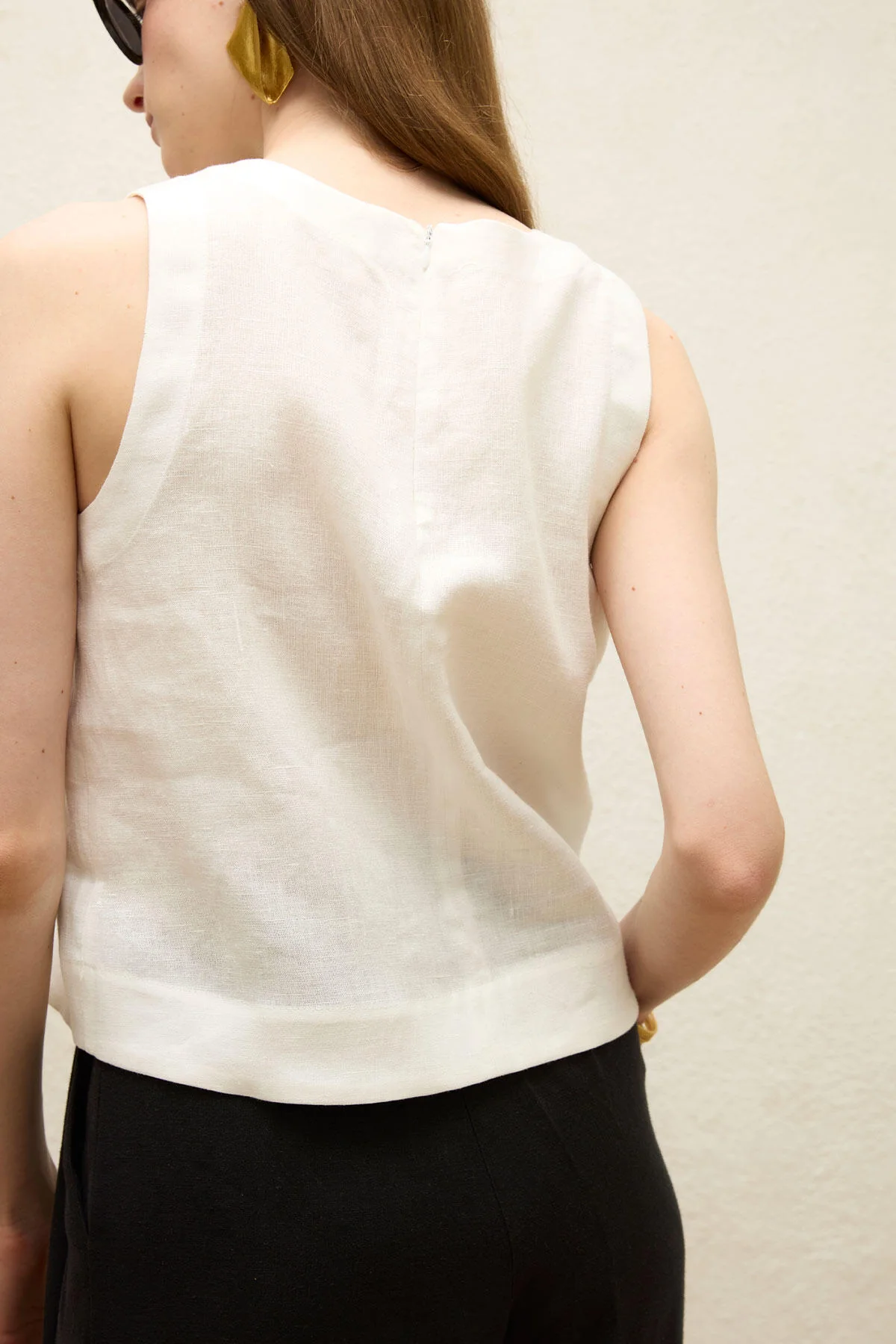 Linen Tank Top Ecru - Image 7