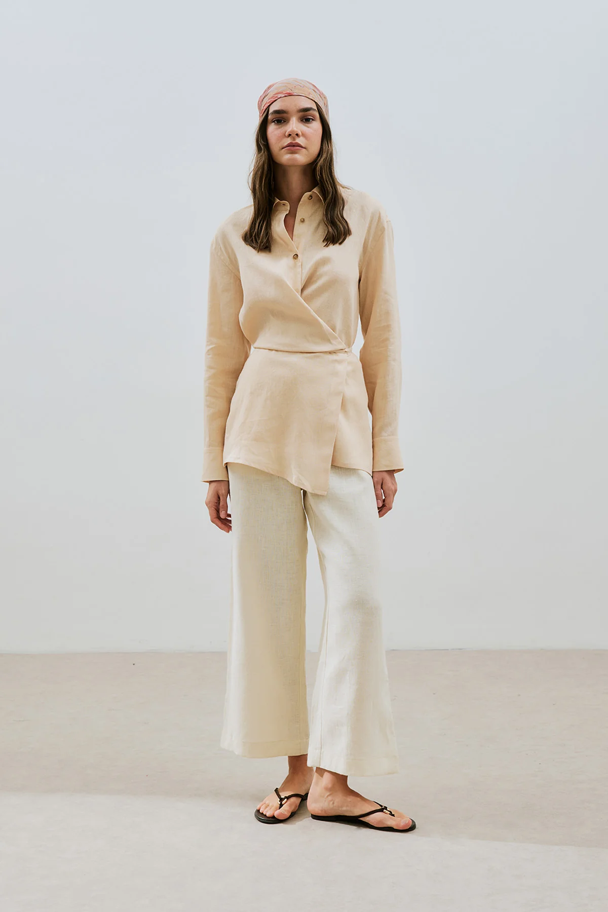 Linen Tie Detail Shirt Melon