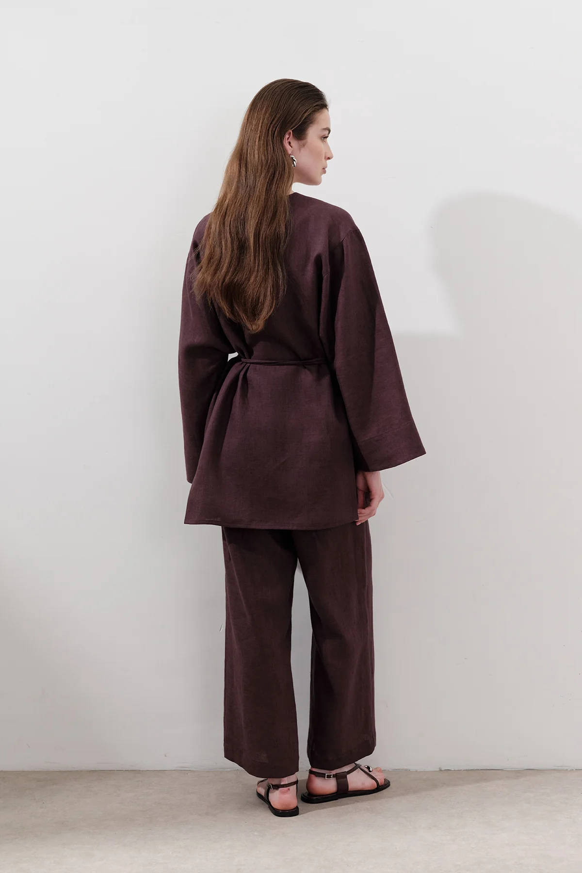 Linen Wrap Kimono Damson - Image 6
