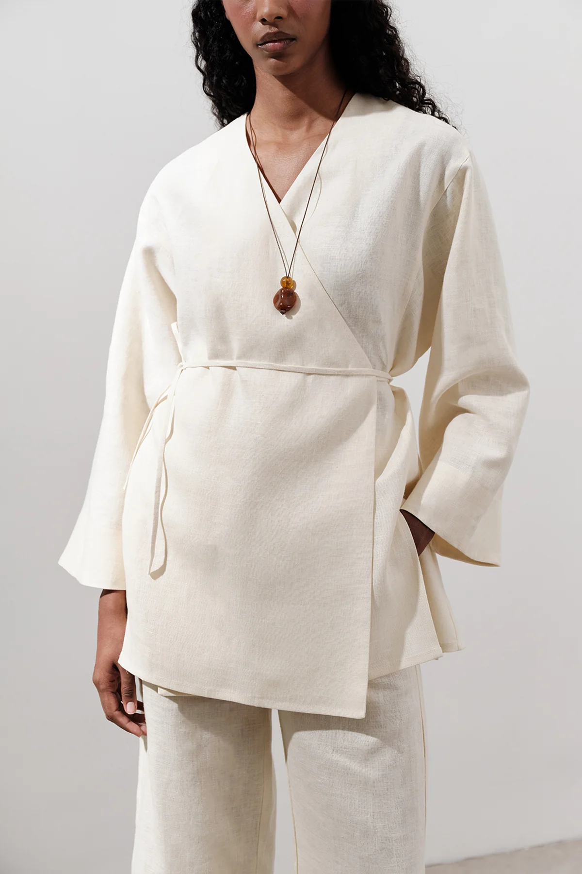 Linen Wrap Kimono Vanilla - Image 2