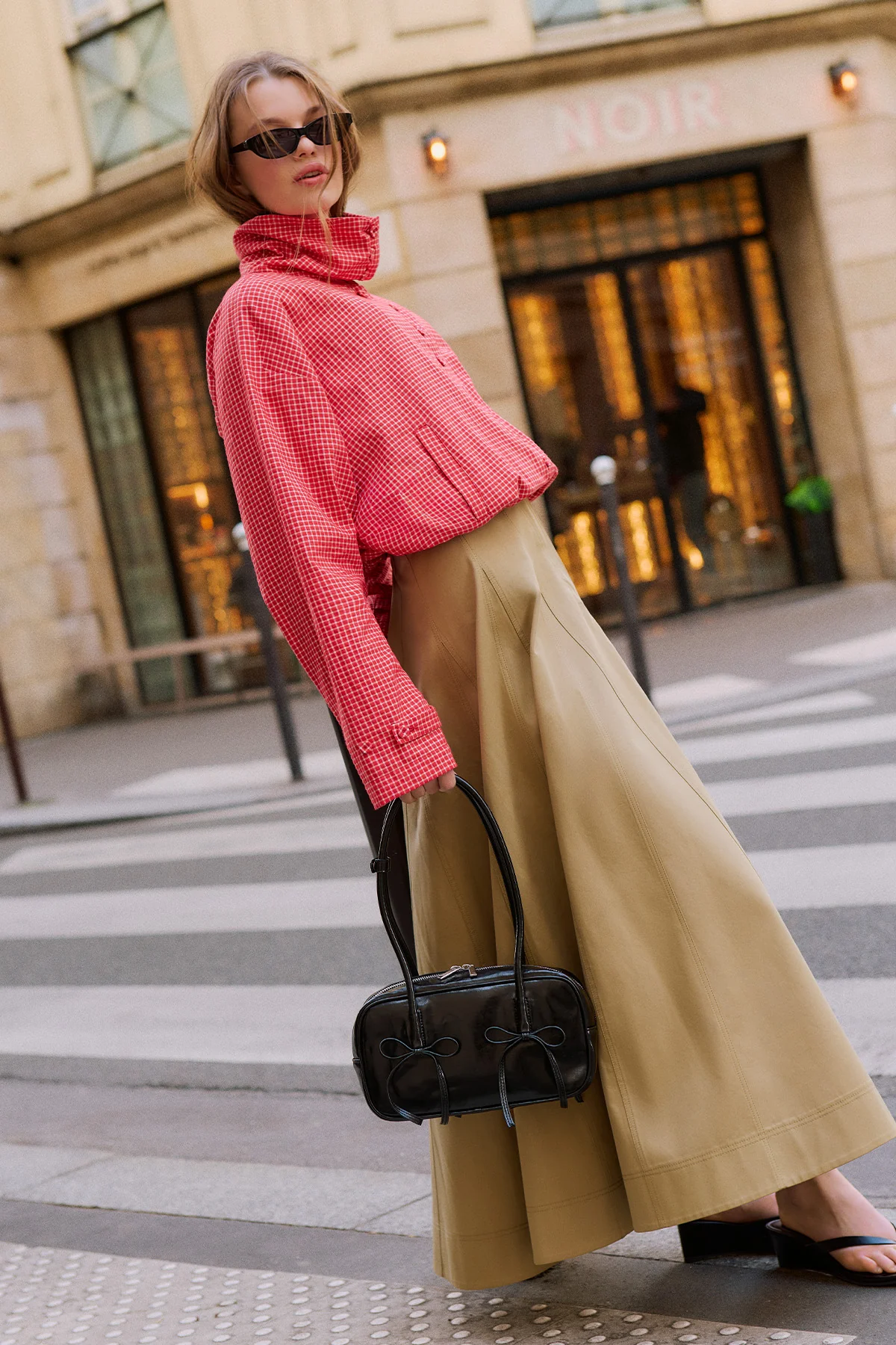 Lola Bow Baguette Bag Black