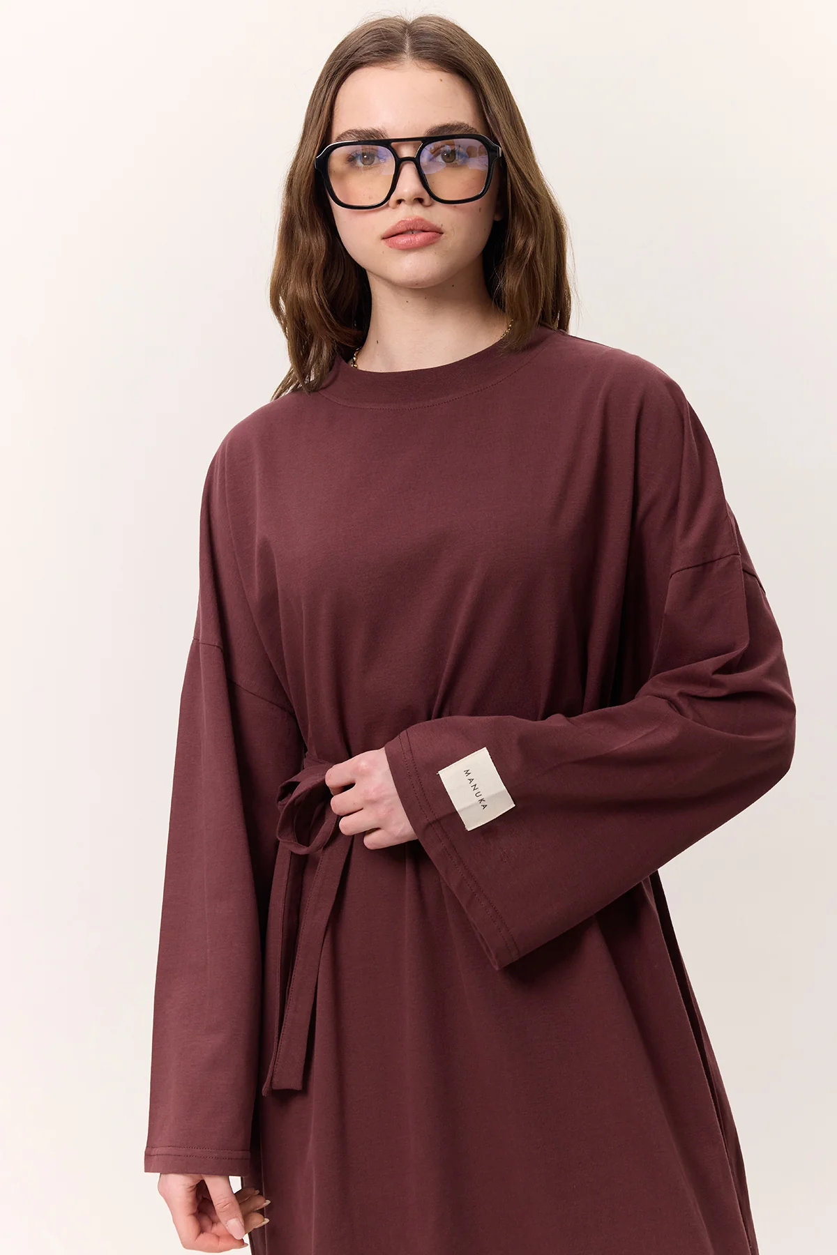 Long Oversized Dress Burgundy - Image 3