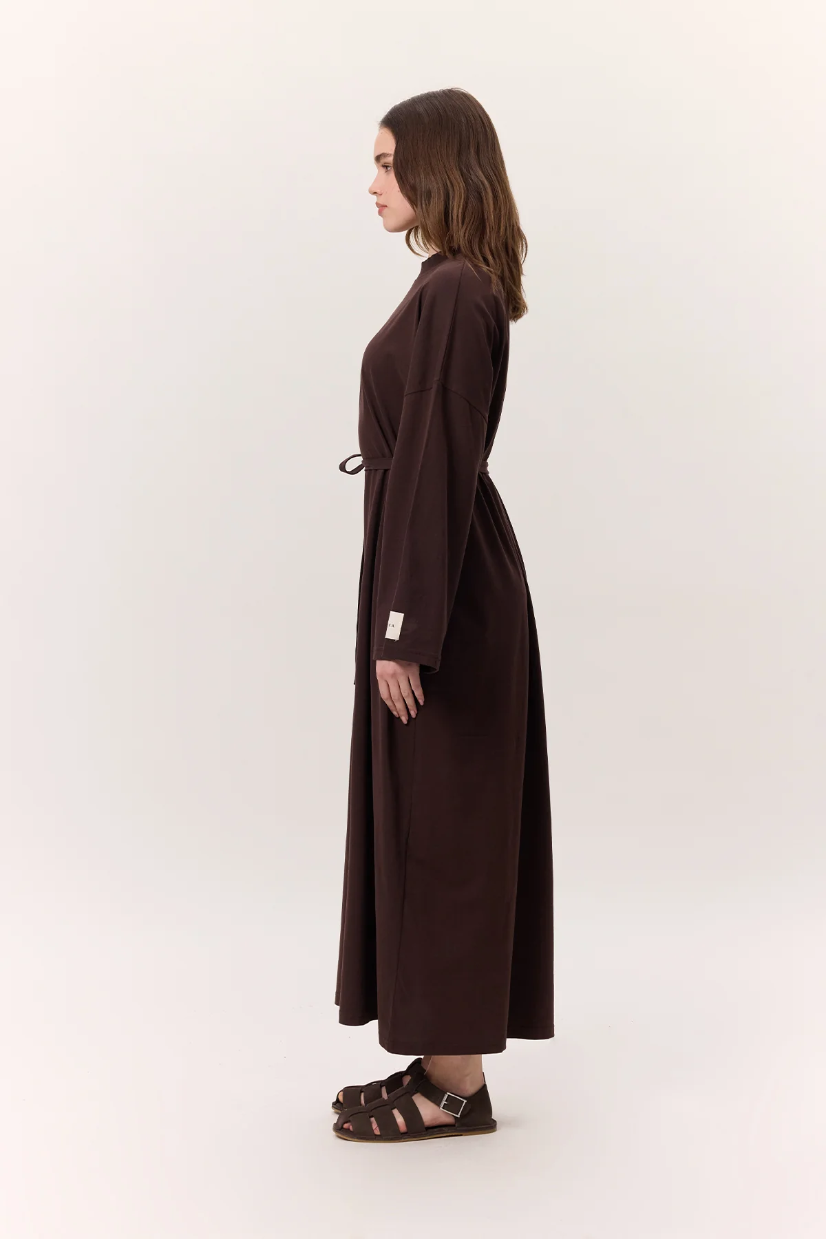 Long Oversized Dress Dark Brown - Image 2
