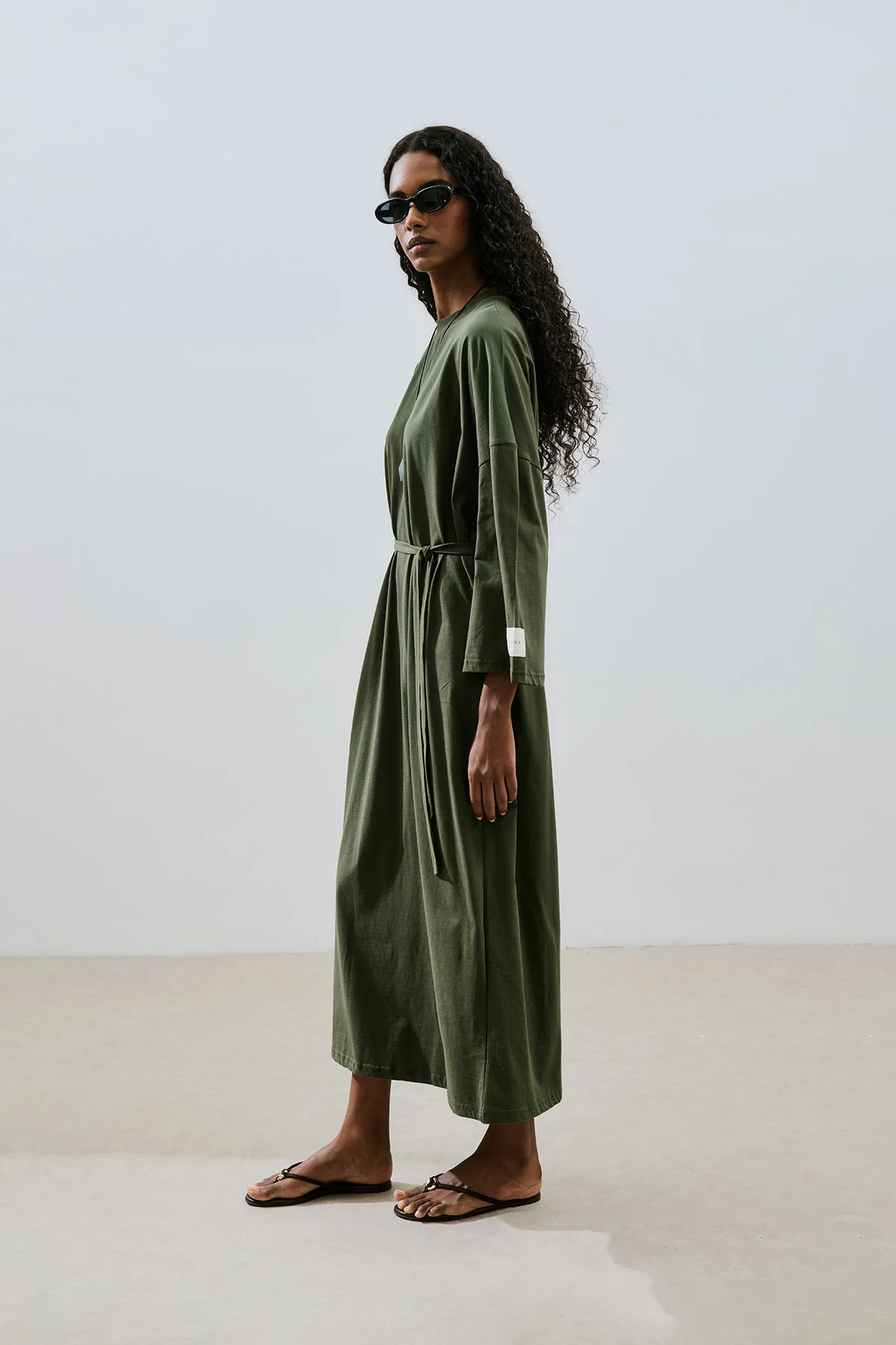 Long Oversized Dress Dark Green - Image 4