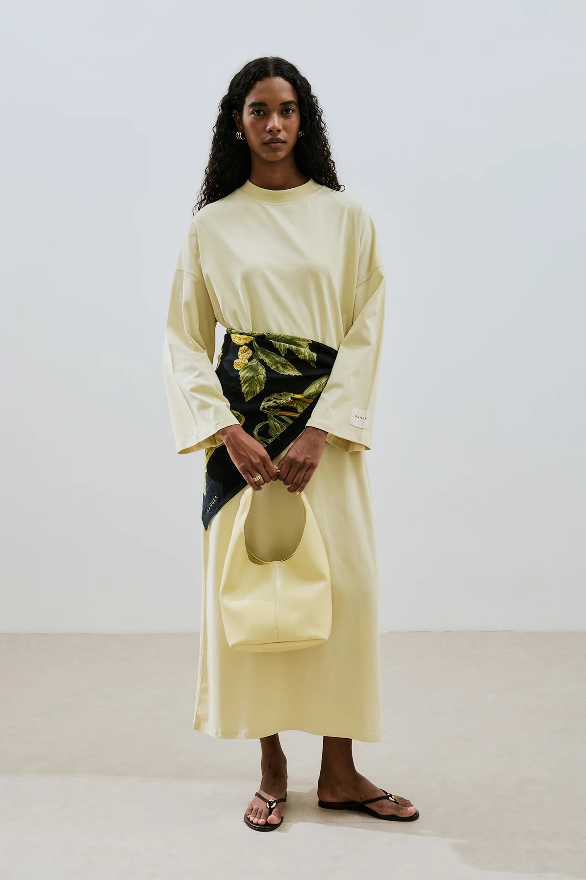 Long Oversized Dress Soft Yellow