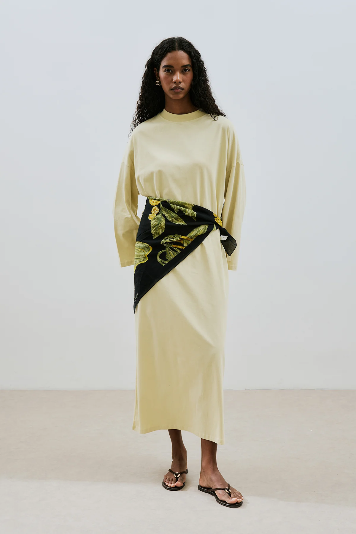 Long Oversized Dress Soft Yellow - Image 3