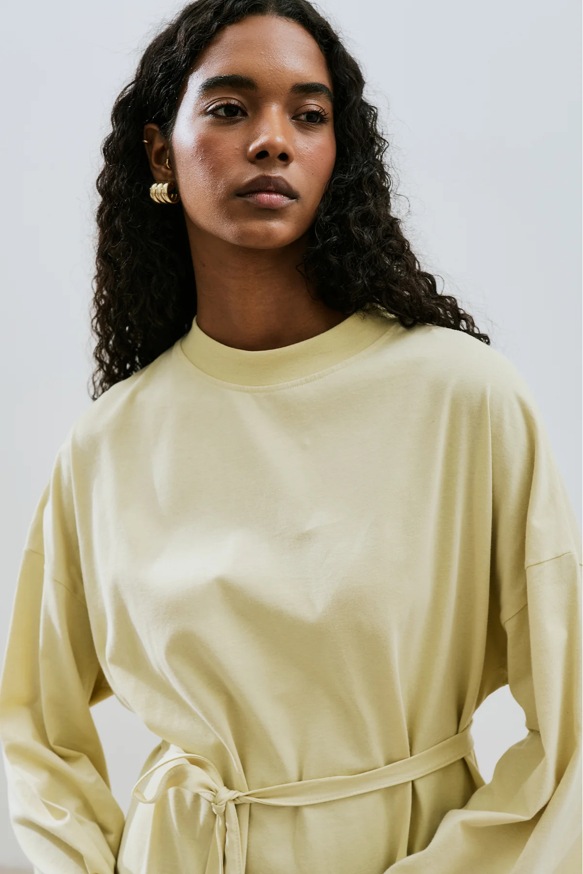 Long Oversized Dress Soft Yellow - Image 4