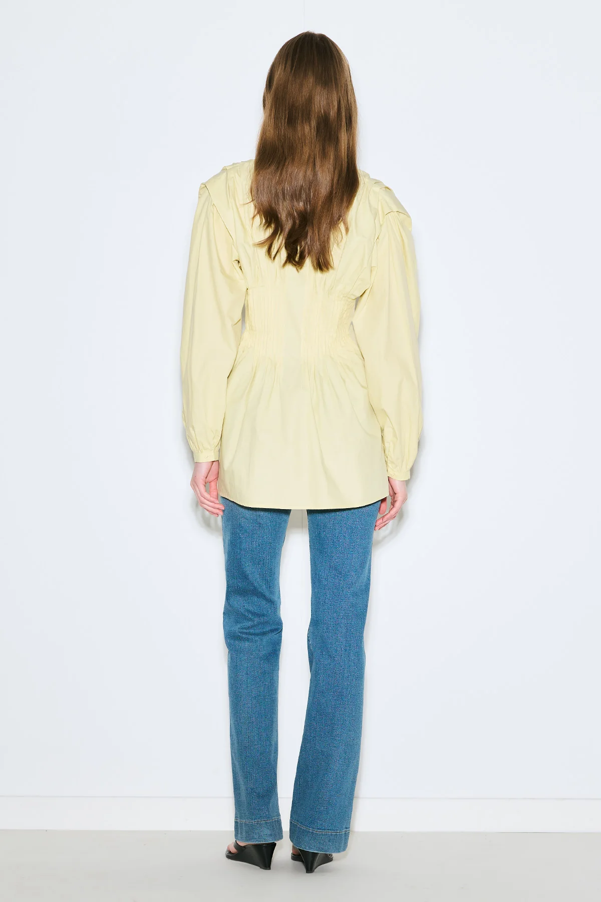 Long-Sleeve Pleated Blouse Yellow - Image 6
