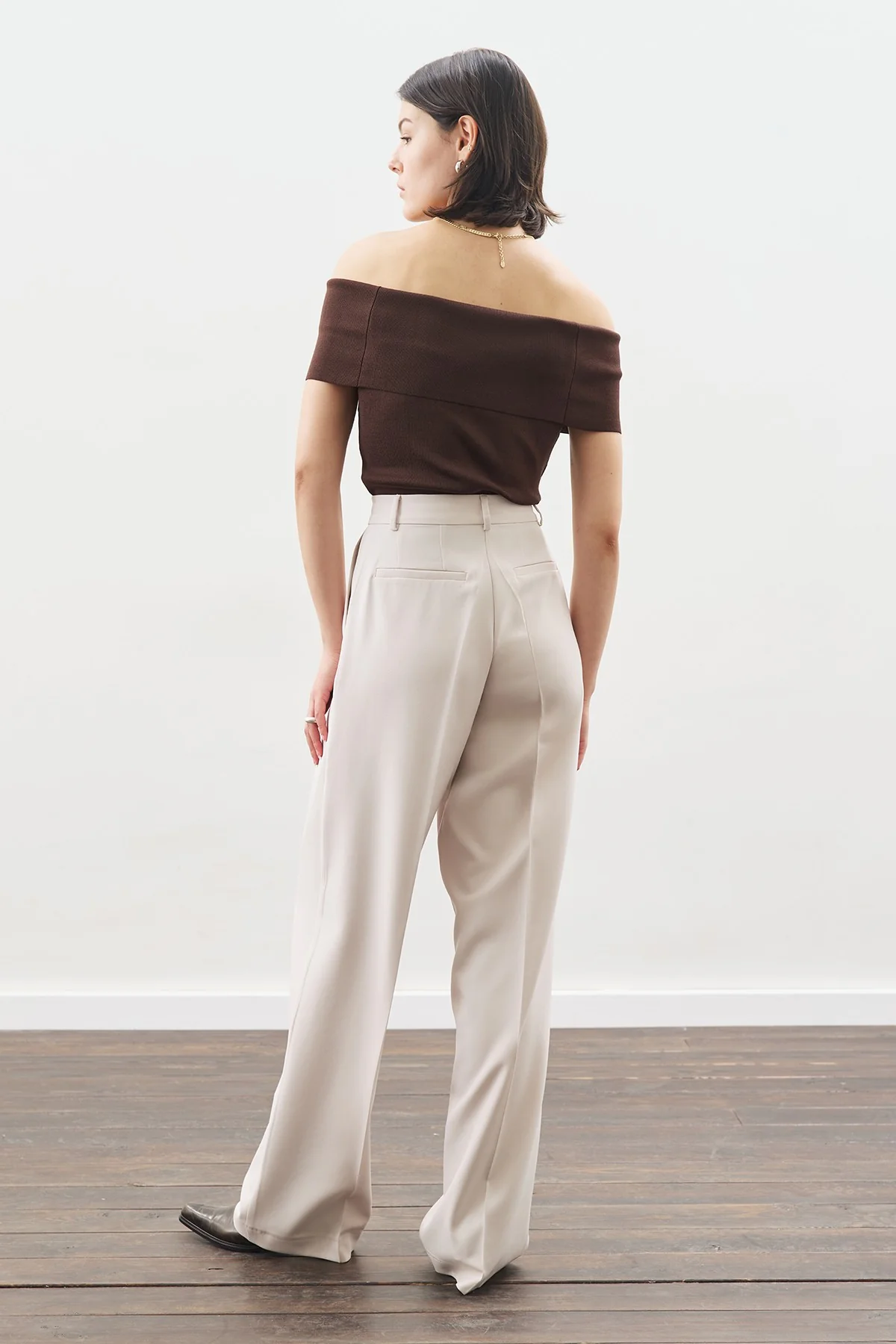 Long Straight Trousers Beıge - Image 6