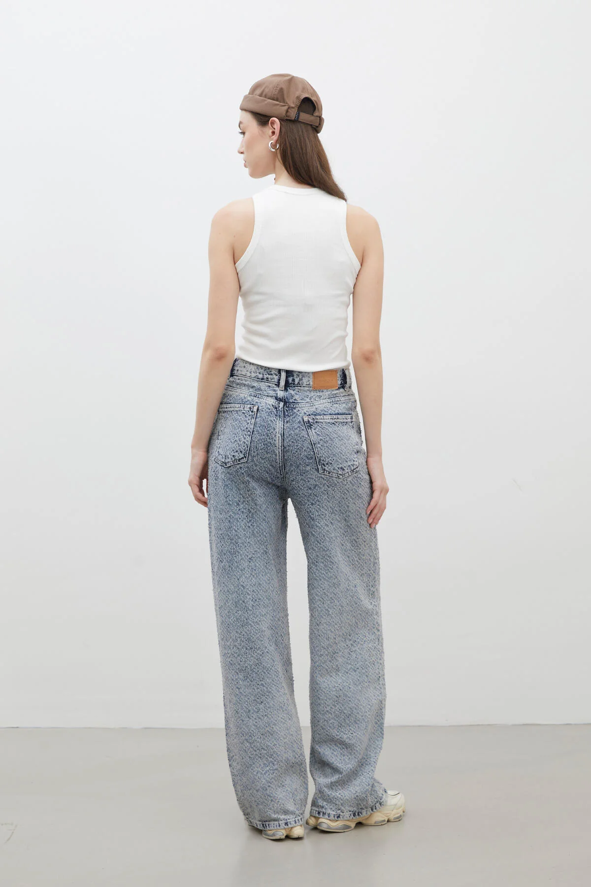 Loose Fit Textured Denim Trousers Blue - Image 7