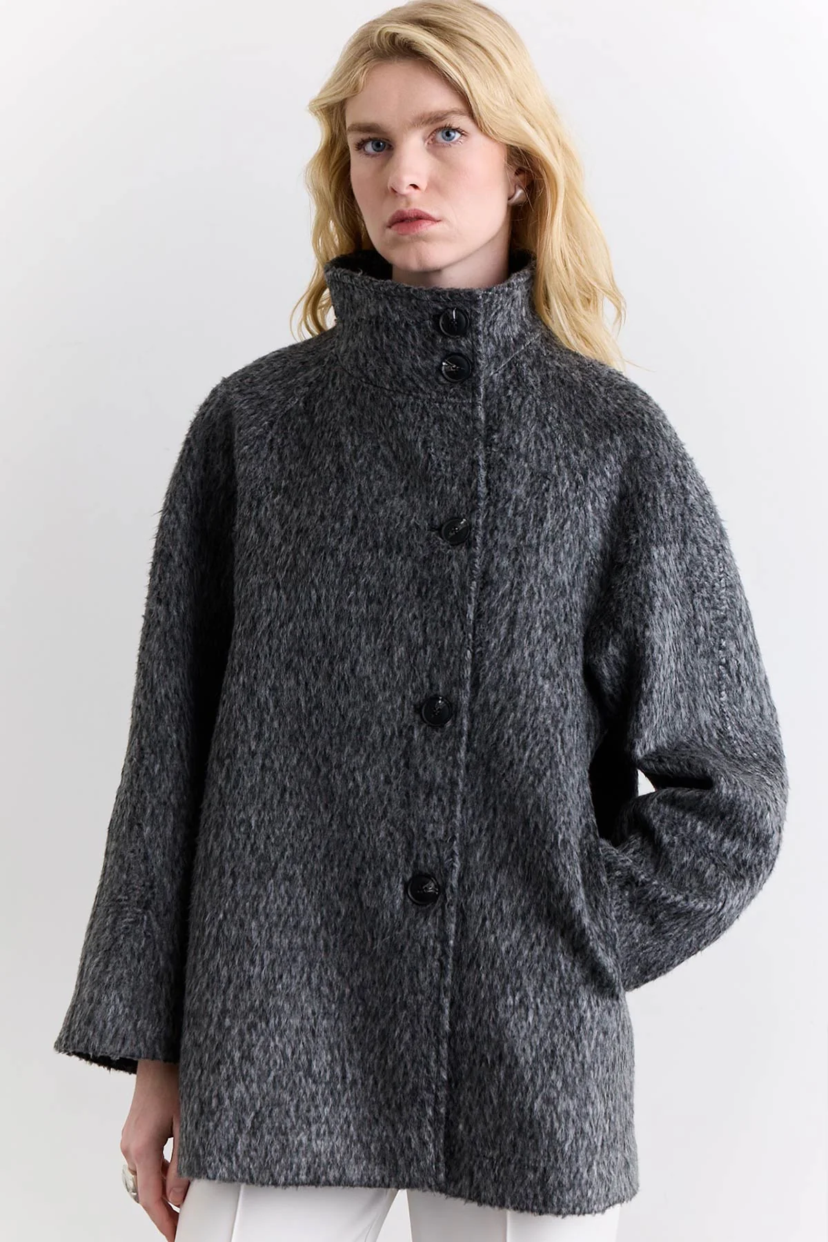 Mae Double Breasted Coat Anthracite - Image 12