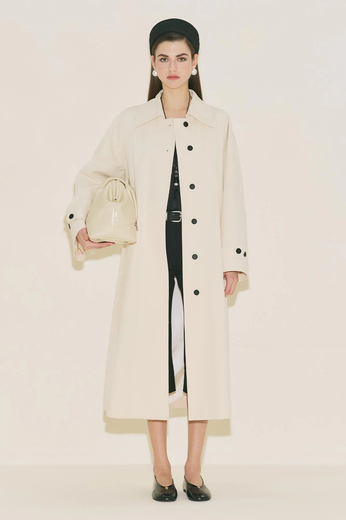 Malene Buttoned Trench Coat Vanilla - Image 5