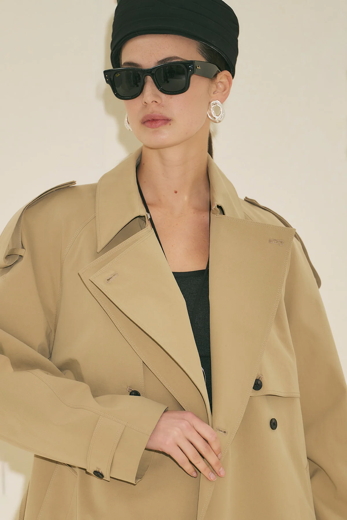 Malia Double Collar Trench Coat Sand - Image 12