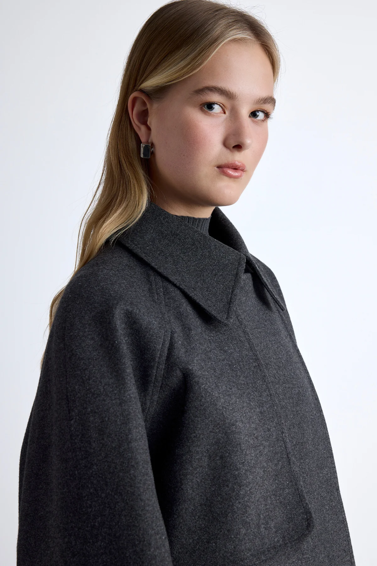 Mari Double Breasted Trench Coat Anthracite - Image 4
