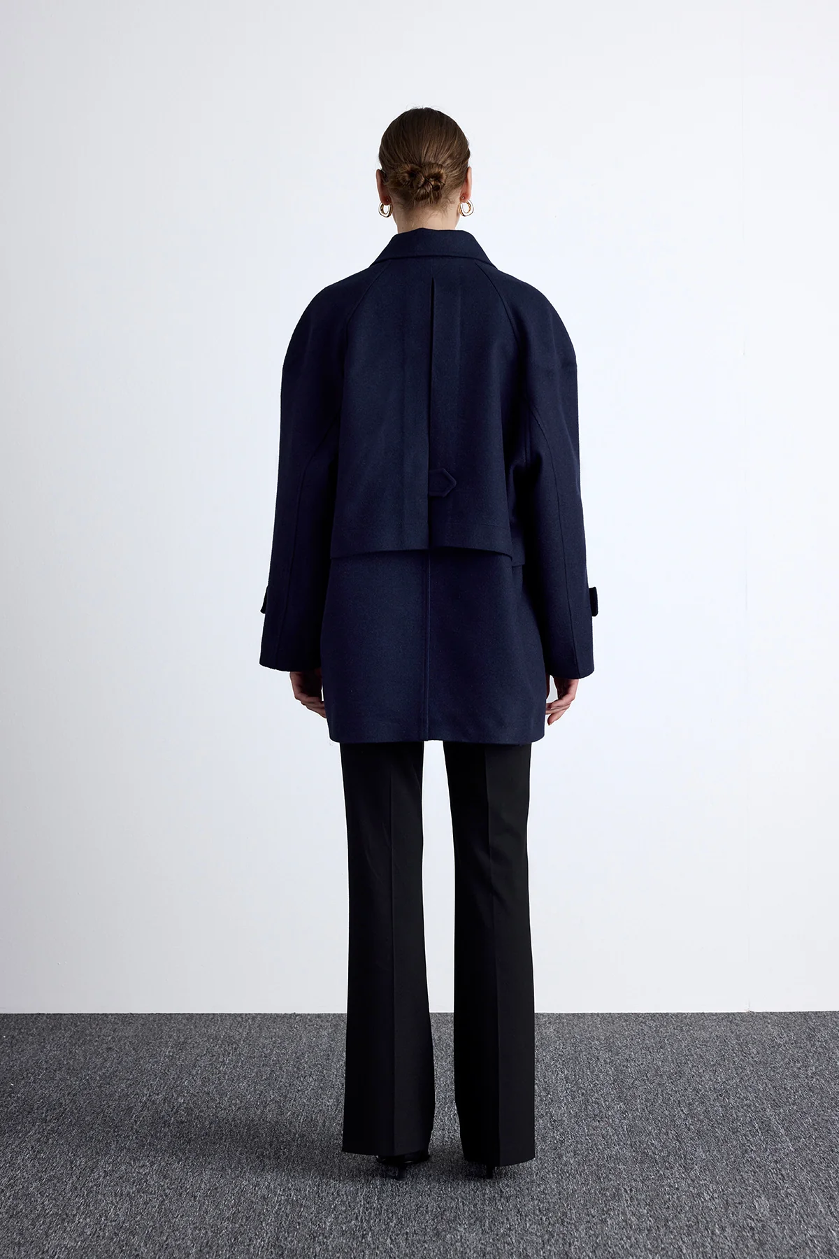 Mari Double Breasted Trench Coat Navy Blue - Image 4