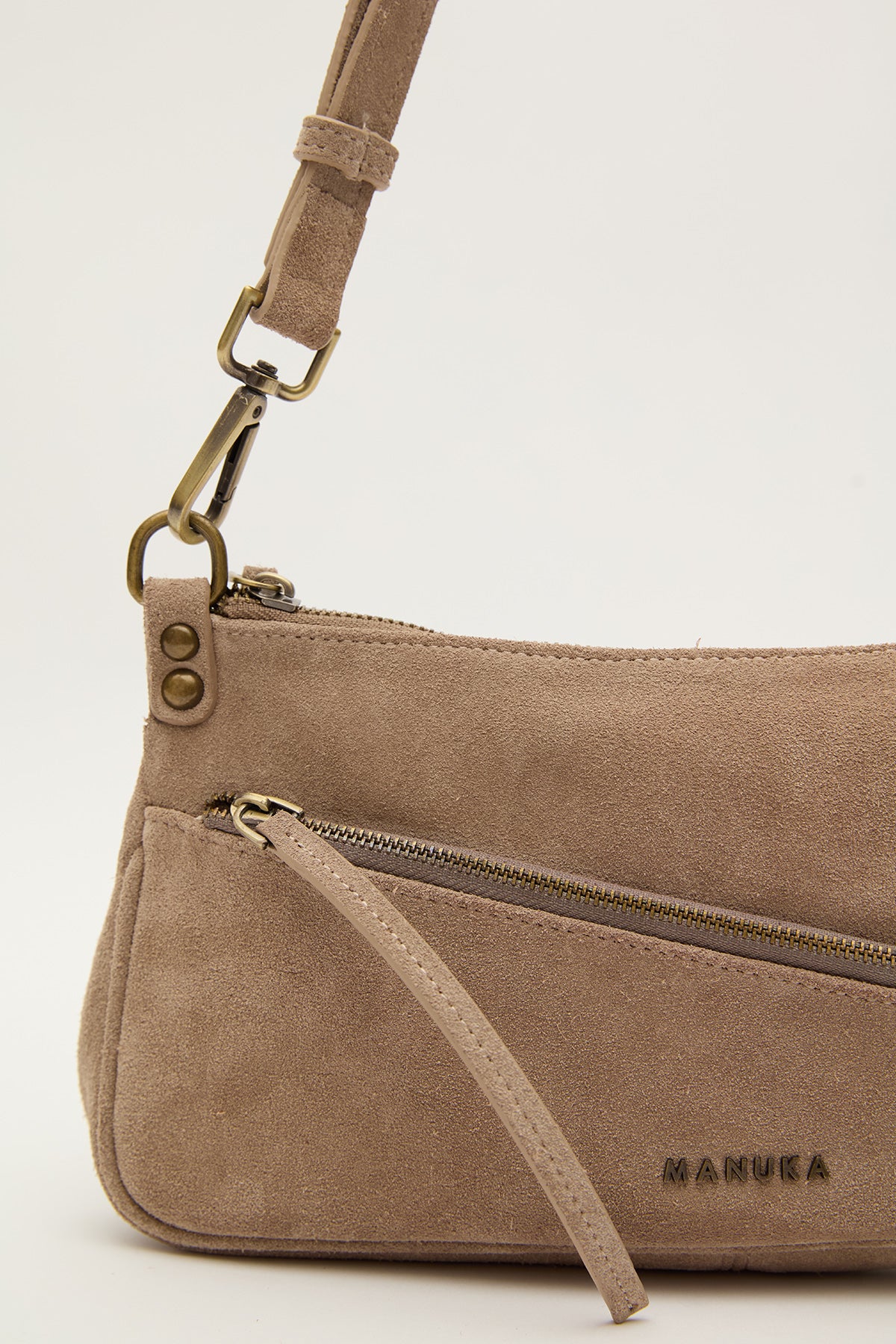 Mari Suede Baguette Bag Sand - Image 6