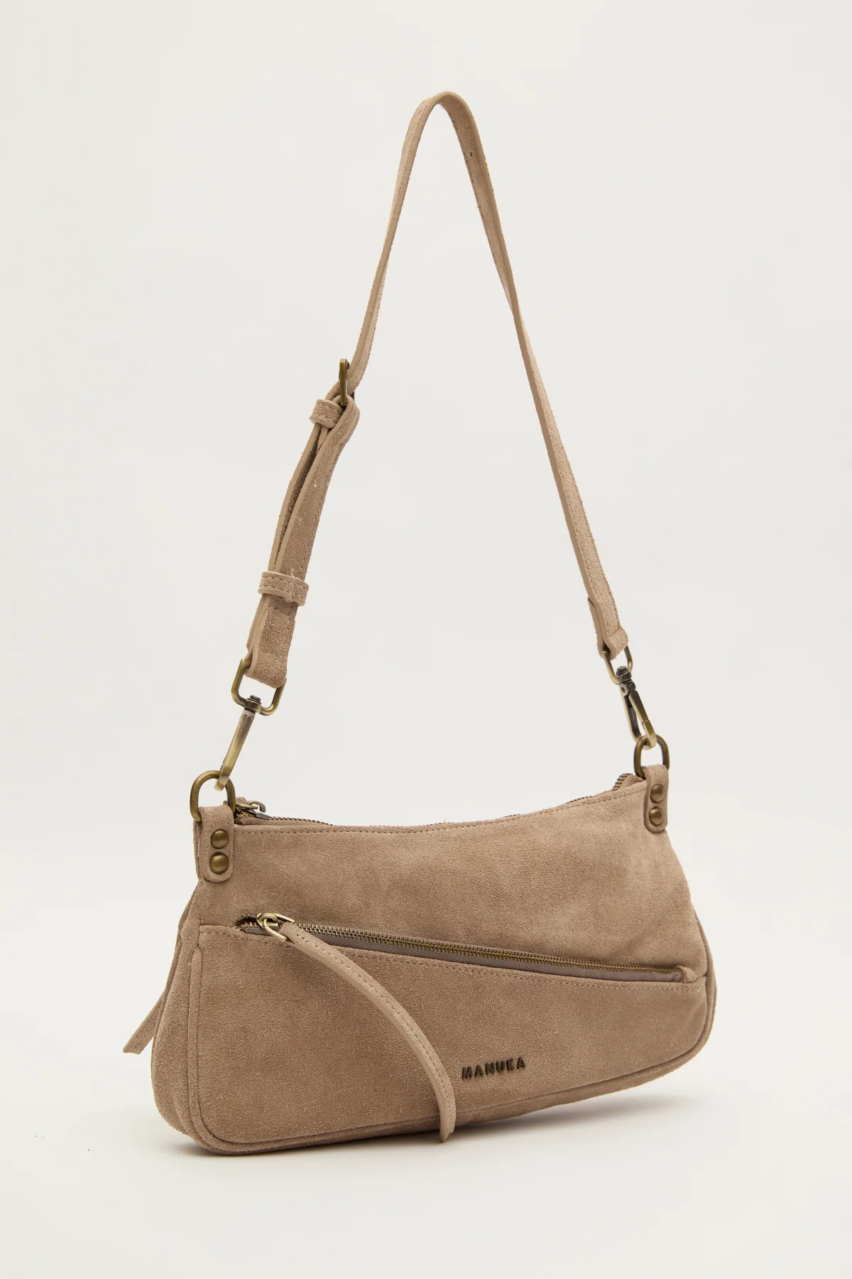 Mari Suede Baguette Bag Sand - Image 7
