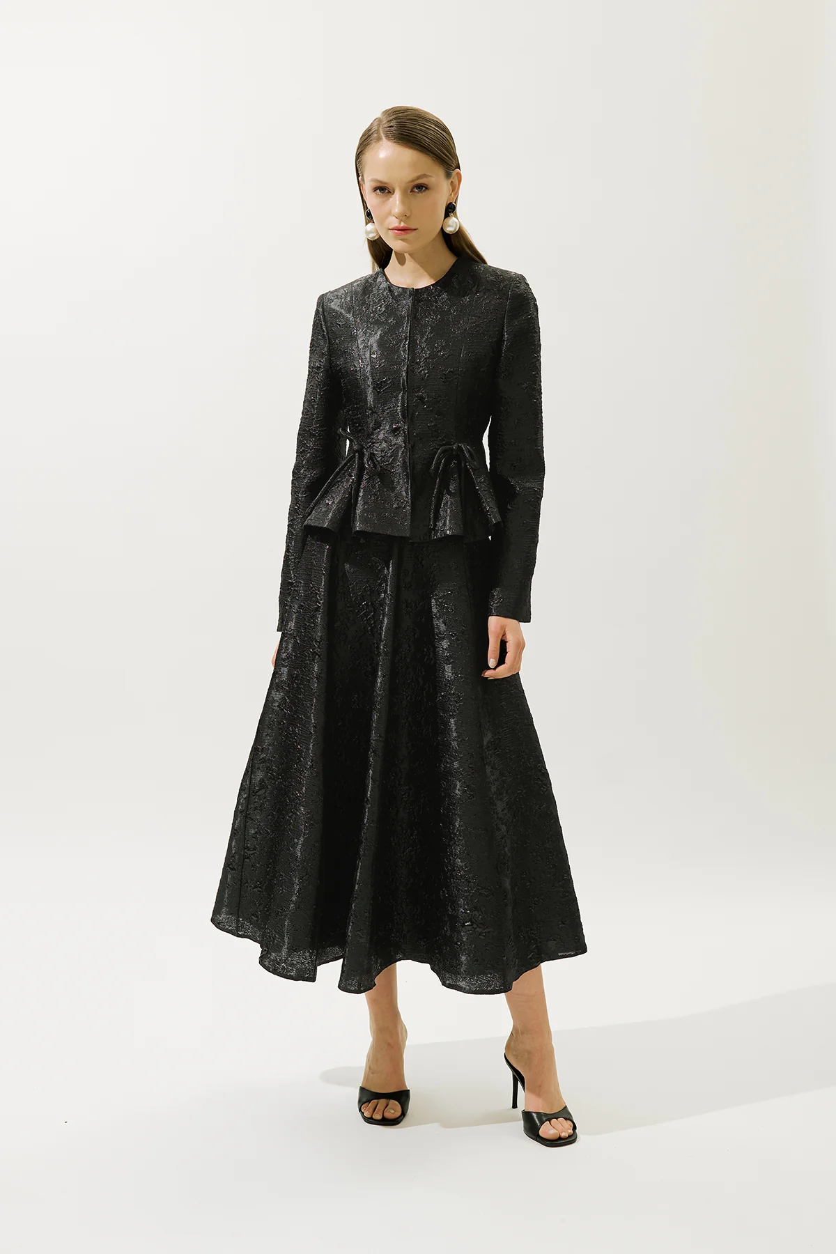 Mary Jacquard Evening Blazer Black - Image 3