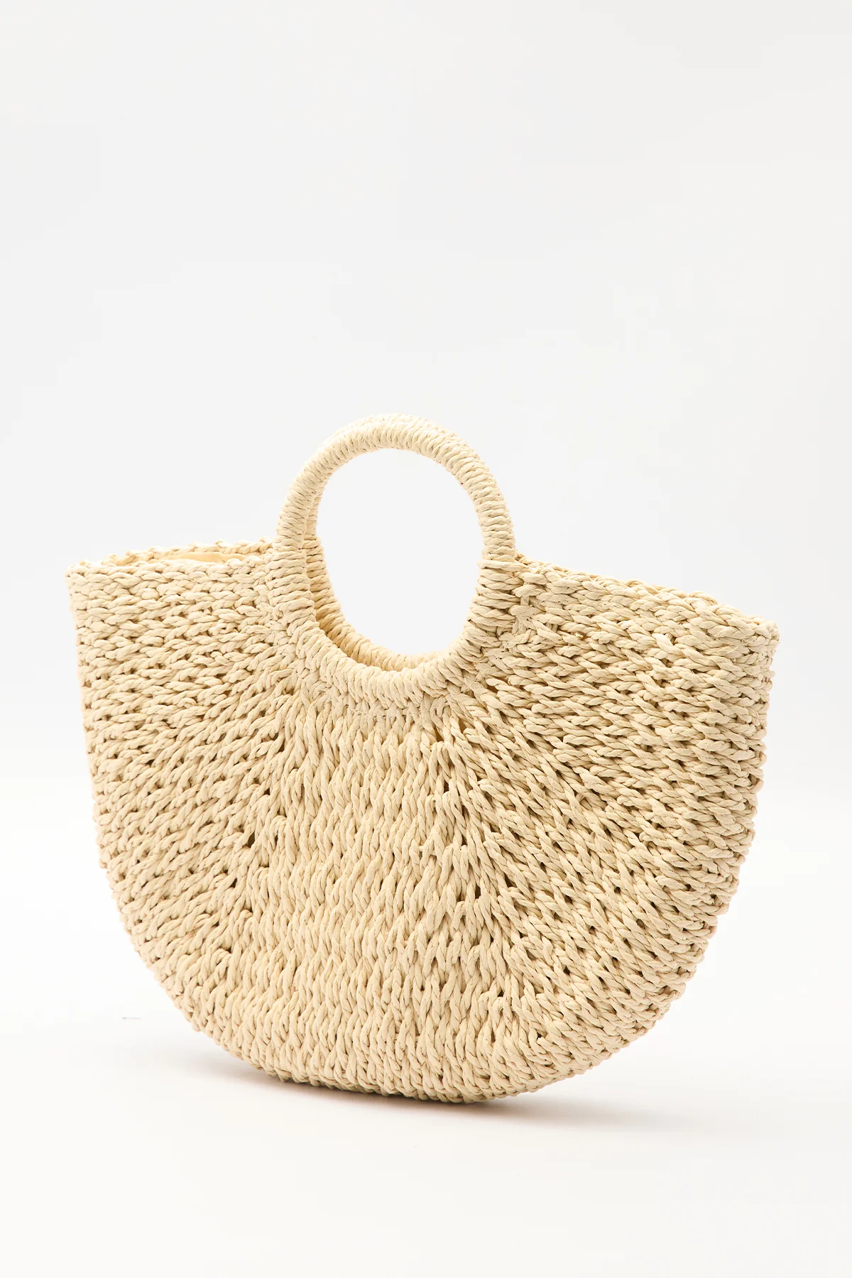 Medium Woven Handbag Beige - Image 5
