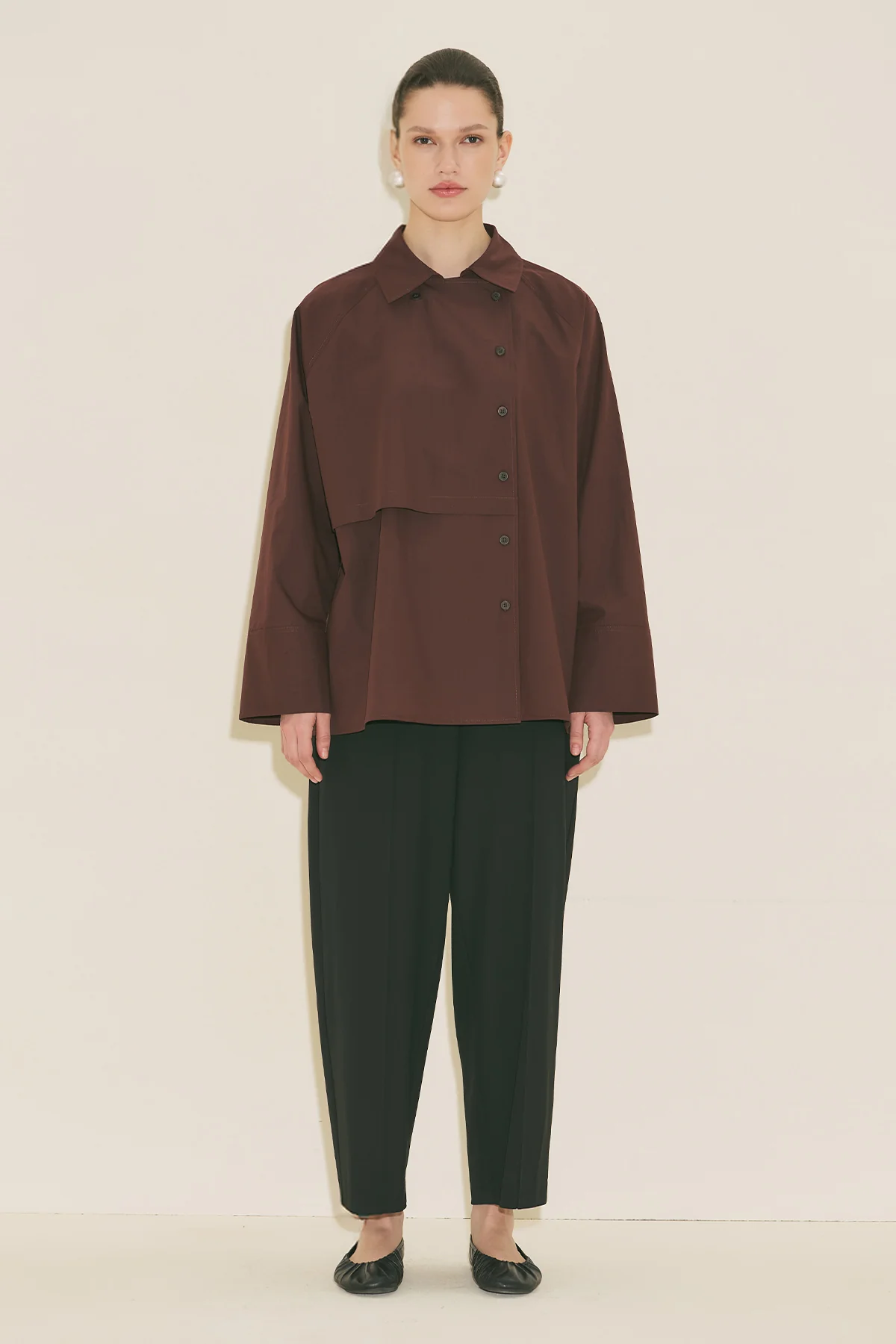 Milo Double Breasted Shirt Burgundy - Image 14