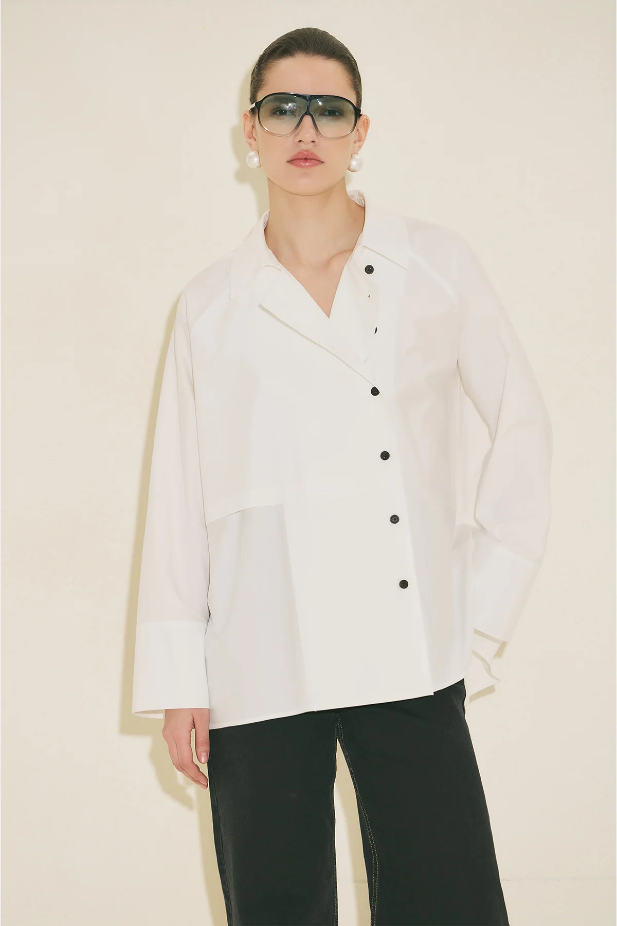 Milo Double Breasted Shirt Ecru - Image 5