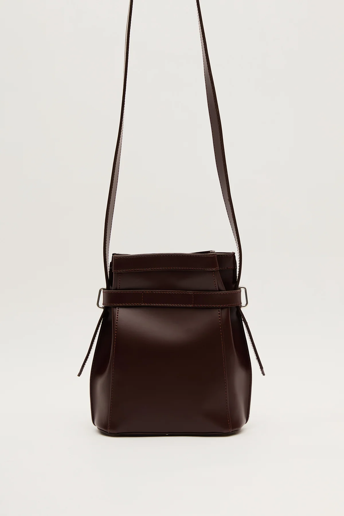Milo Faux Leather Baguette Bag Brown - Image 4