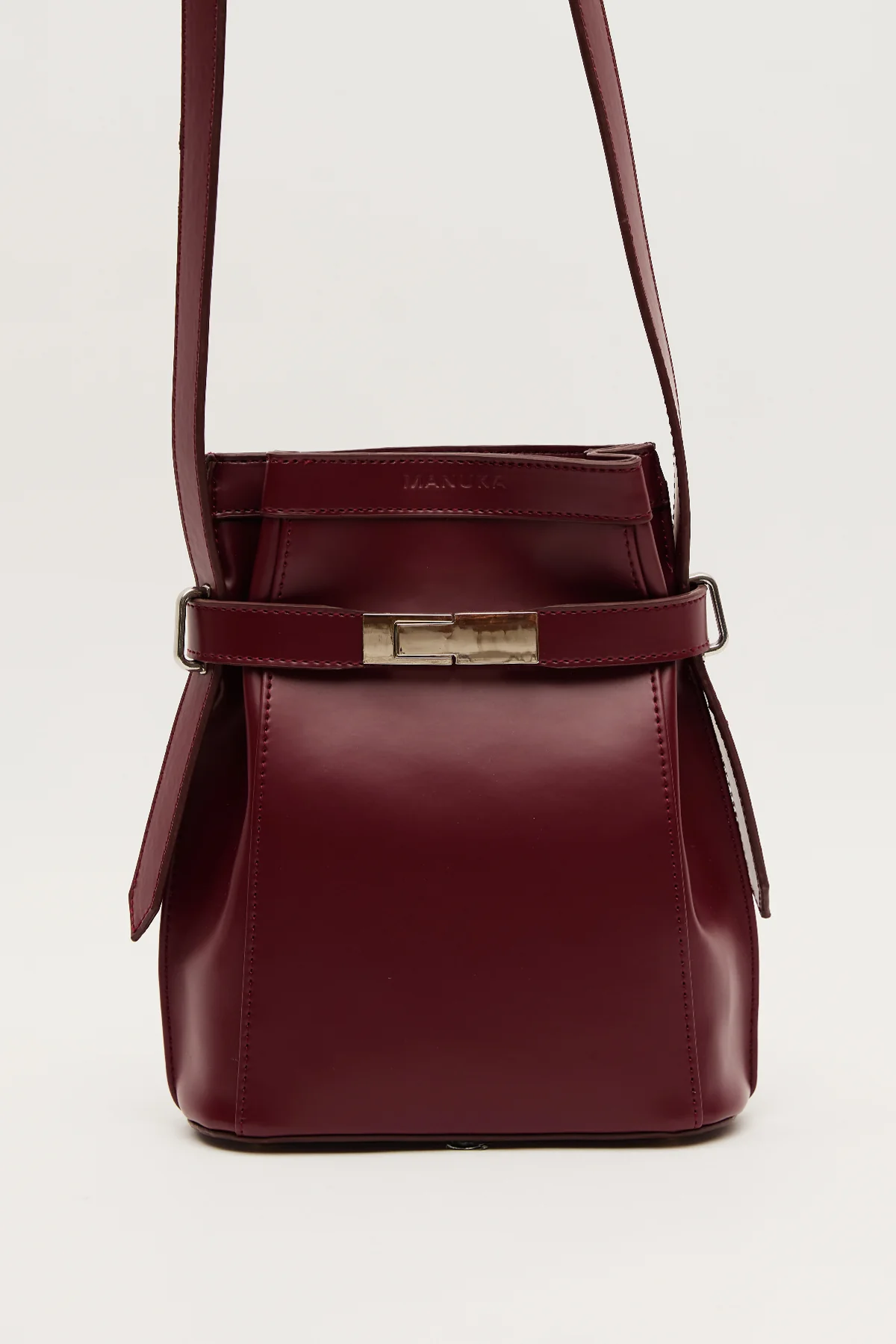 Milo Faux Leather Baguette Bag Burgundy - Image 3