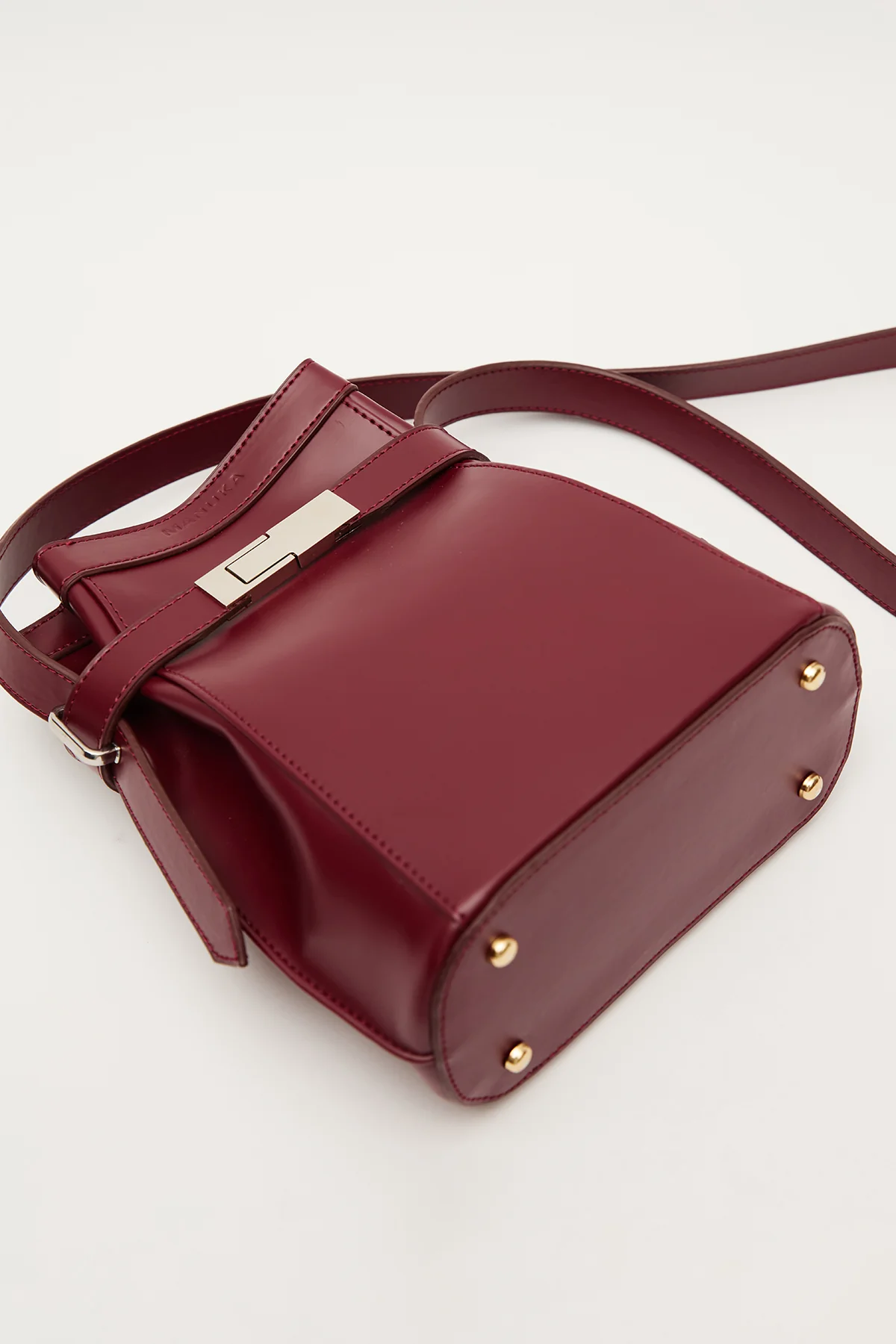 Milo Faux Leather Baguette Bag Burgundy - Image 4