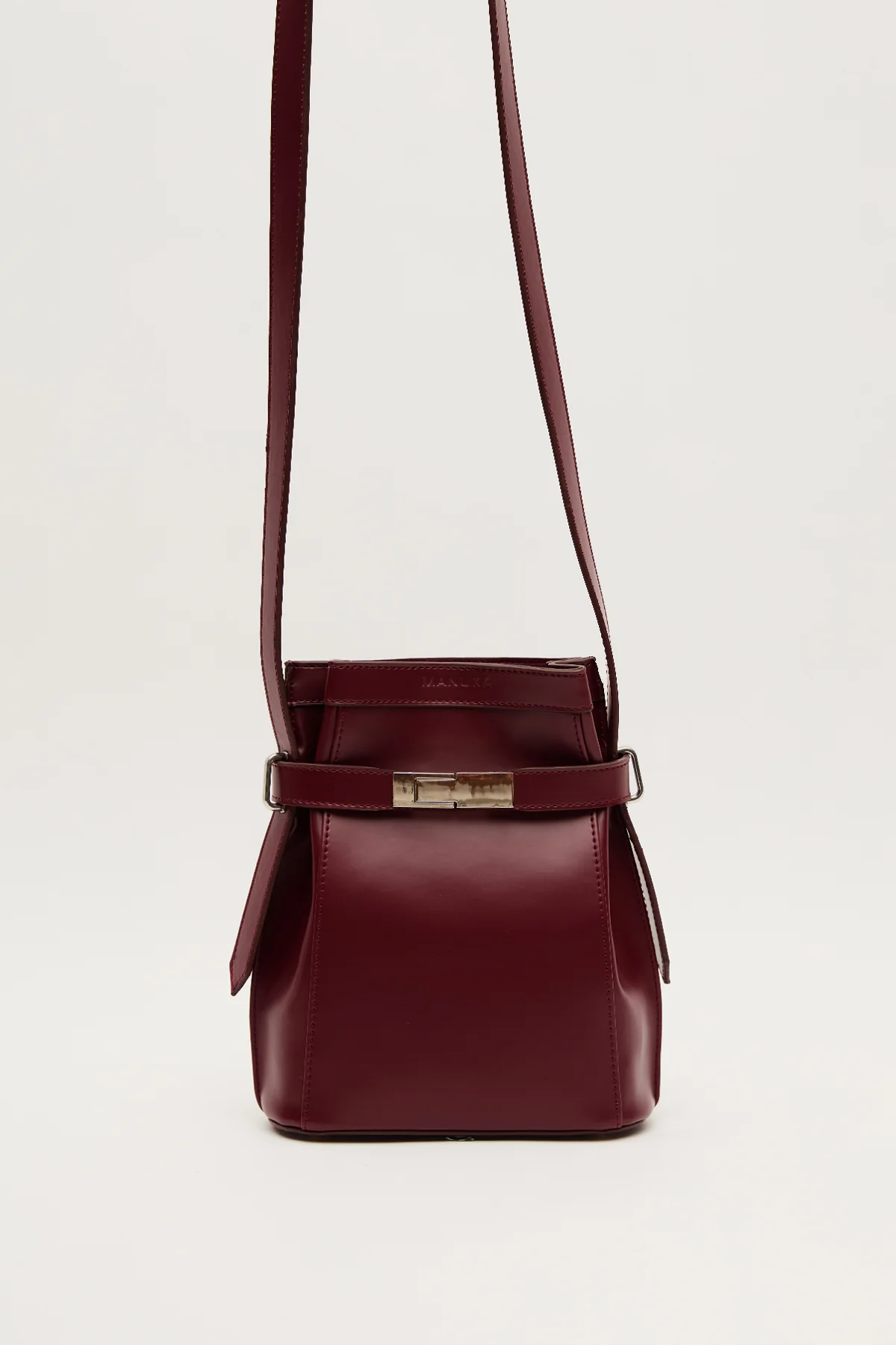 Milo Faux Leather Baguette Bag Burgundy - Image 7