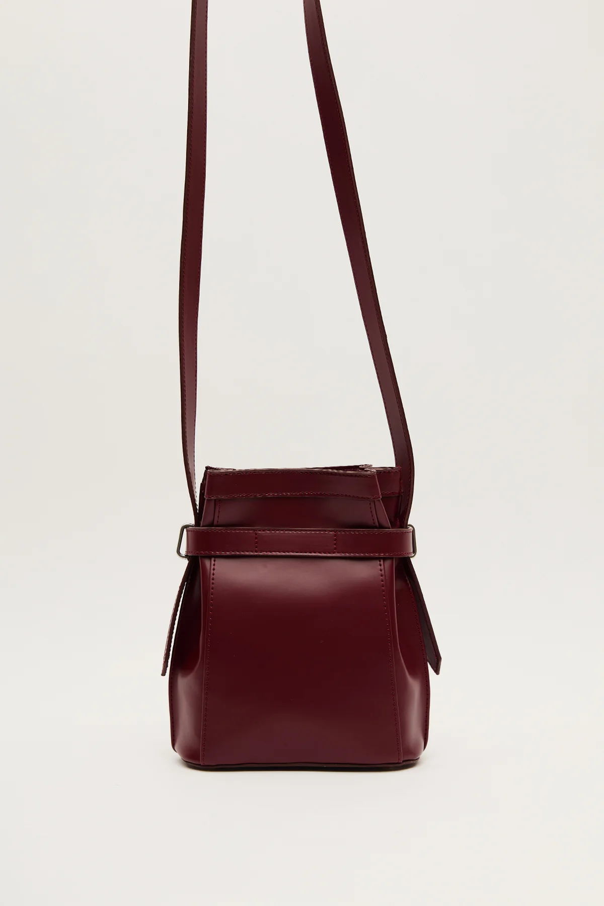 Milo Faux Leather Baguette Bag Burgundy - Image 8
