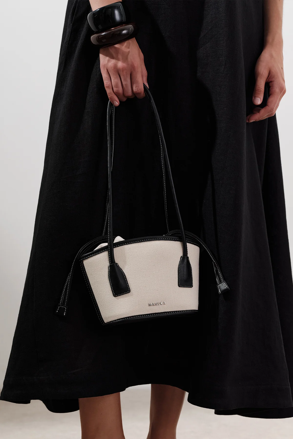 Mini Canvas Bucket Bag Beige - Image 3