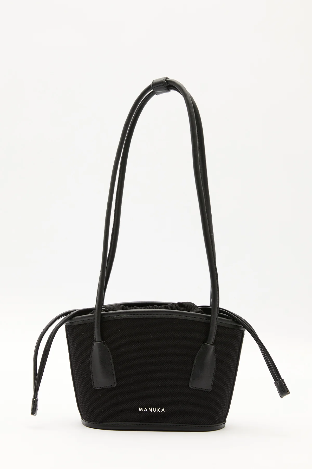 Mini Canvas Bucket Bag Black - Image 4