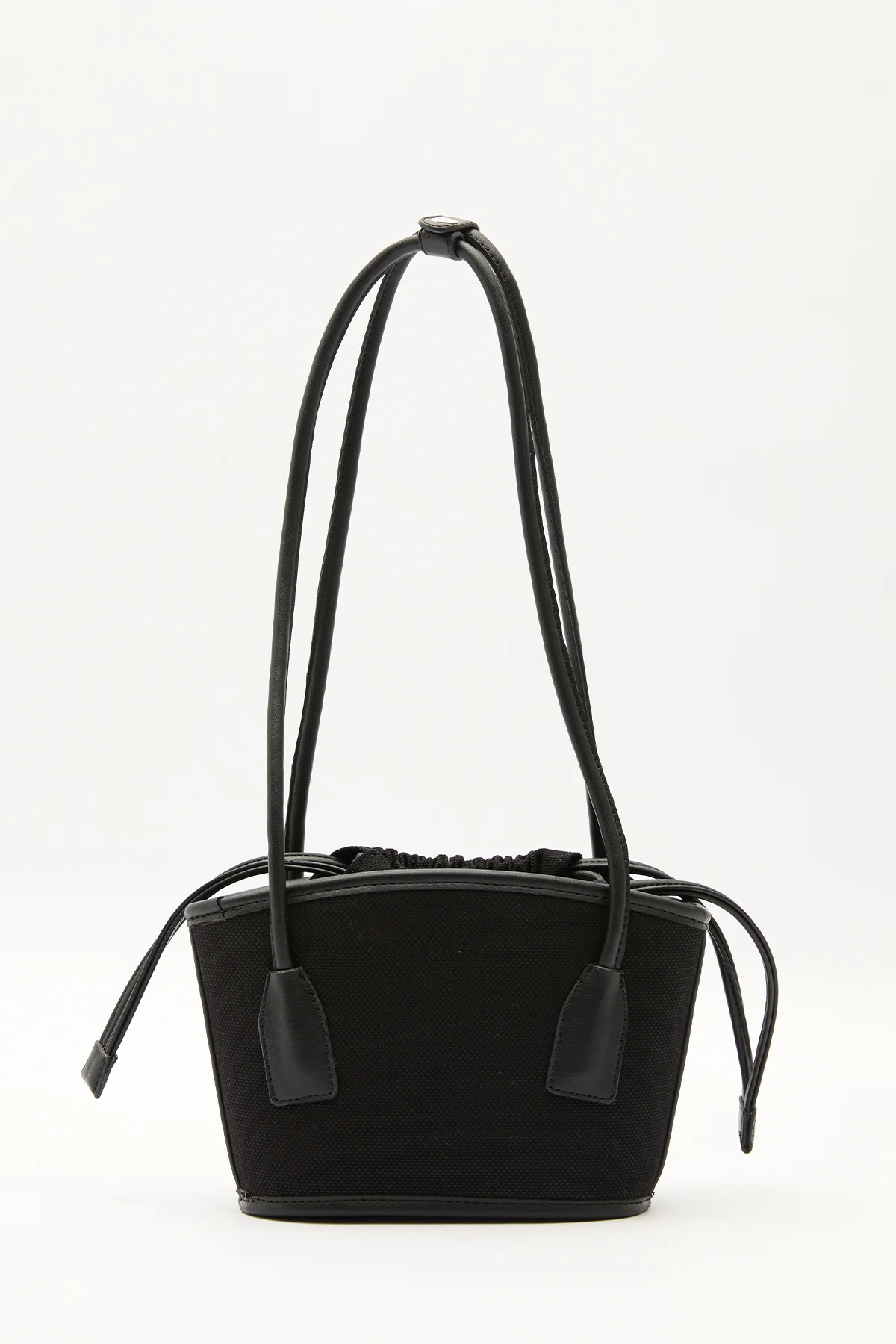 Mini Canvas Bucket Bag Black - Image 7