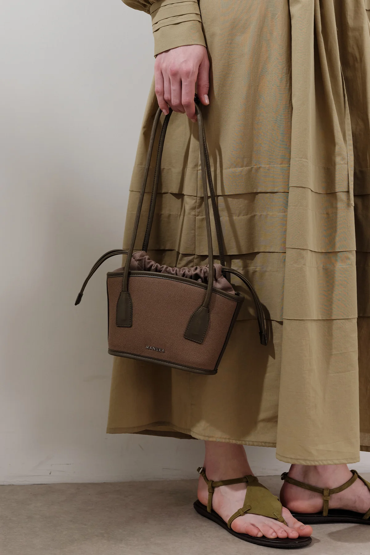 Mini Canvas Bucket Bag Brown - Image 3