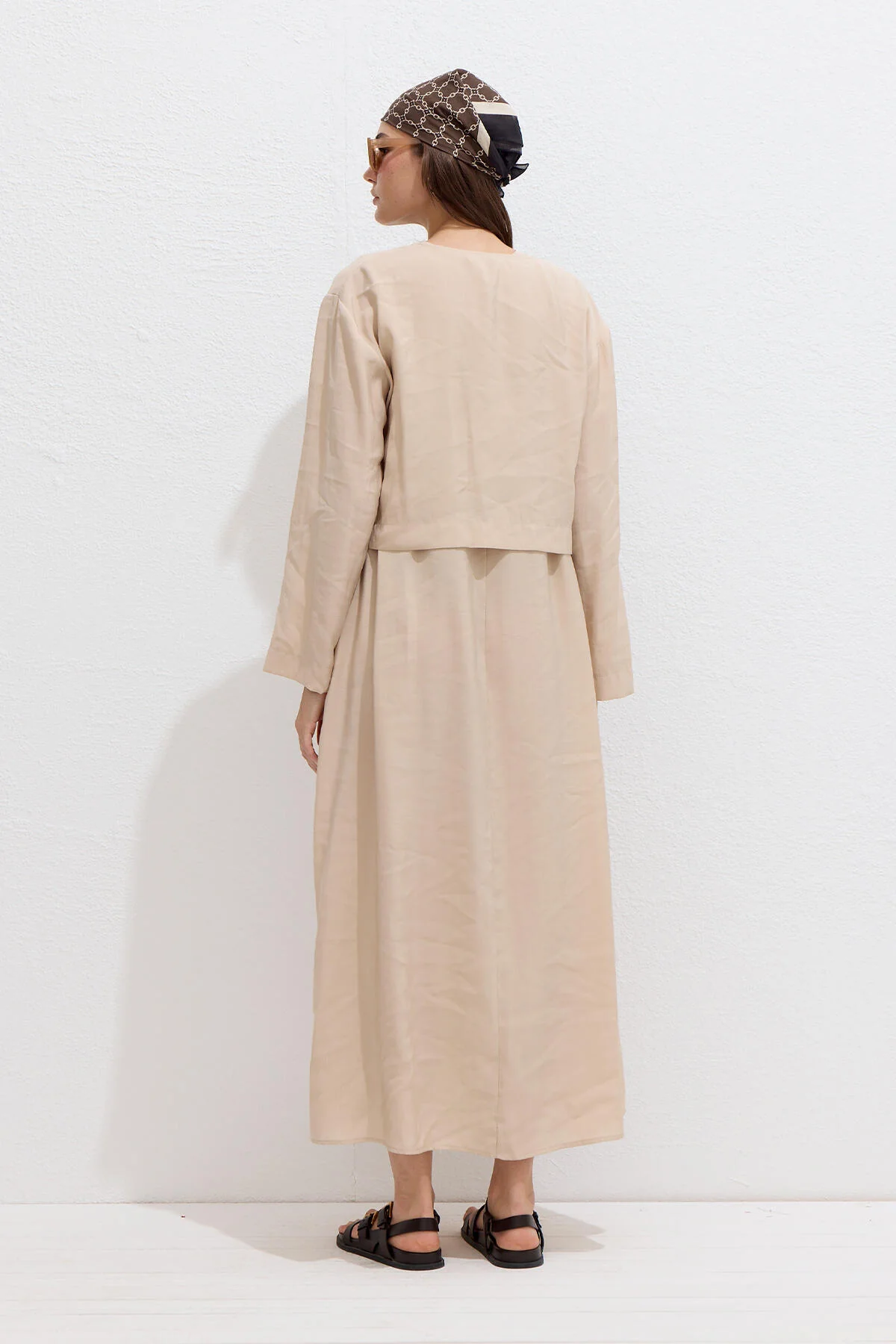 Modal Button Up Blouse Beige - Image 4