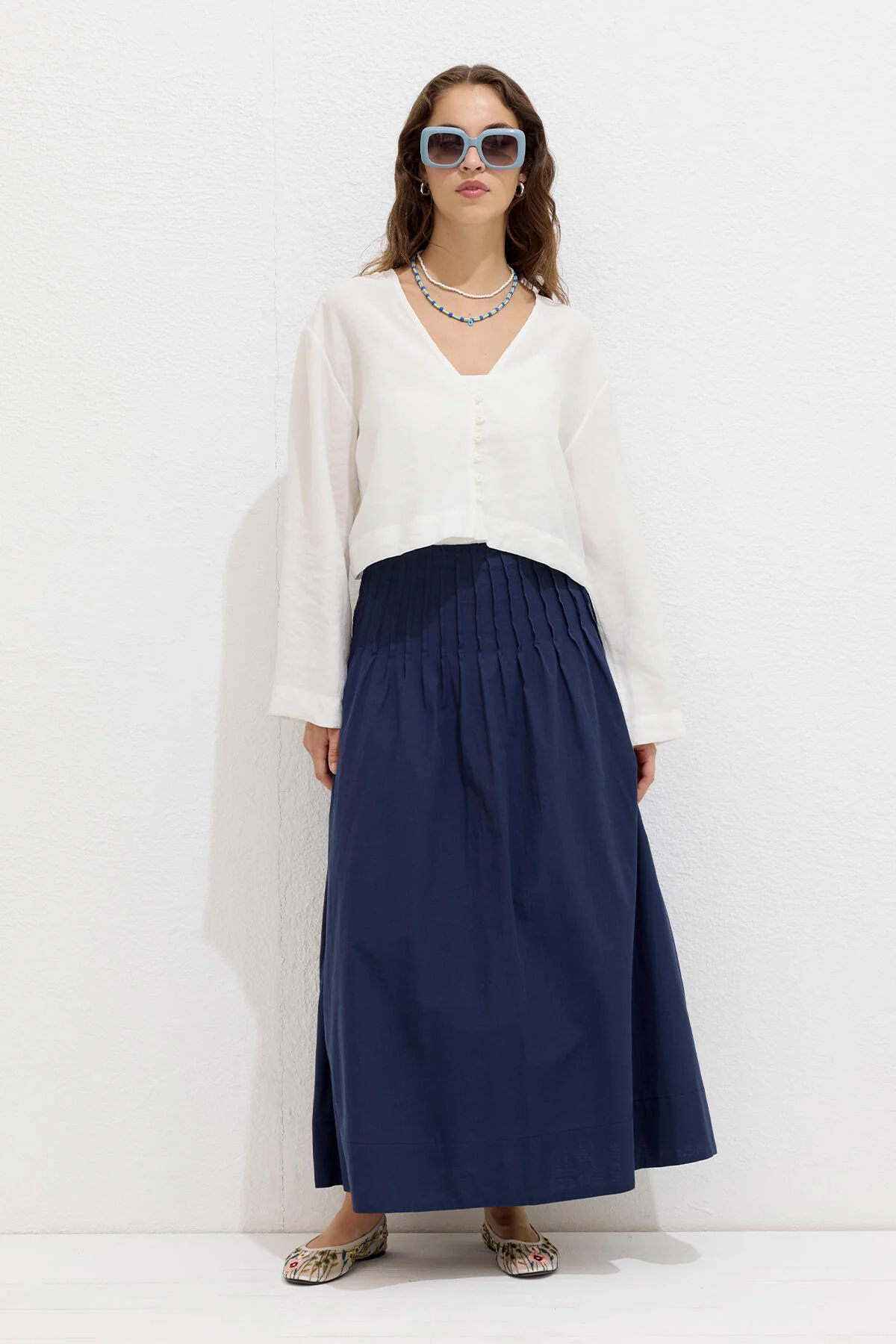 Modal Button Up Blouse Ecru - Image 2