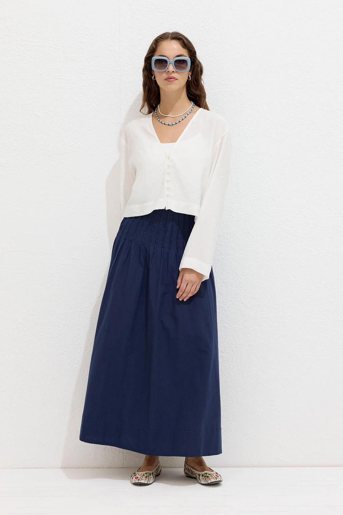 Modal Button Up Blouse Ecru - Image 3