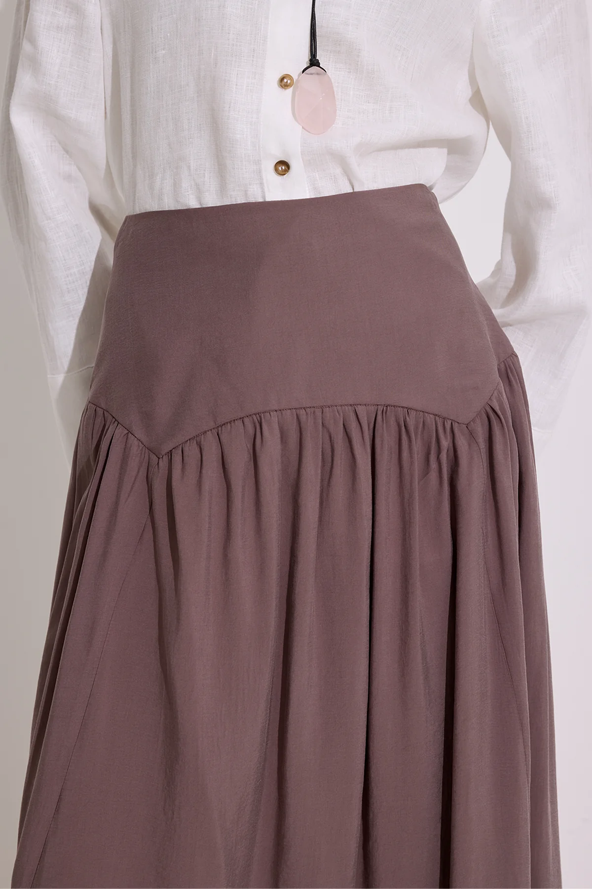 Modal Ruched Maxi Skirt Dusty Rose - Image 4
