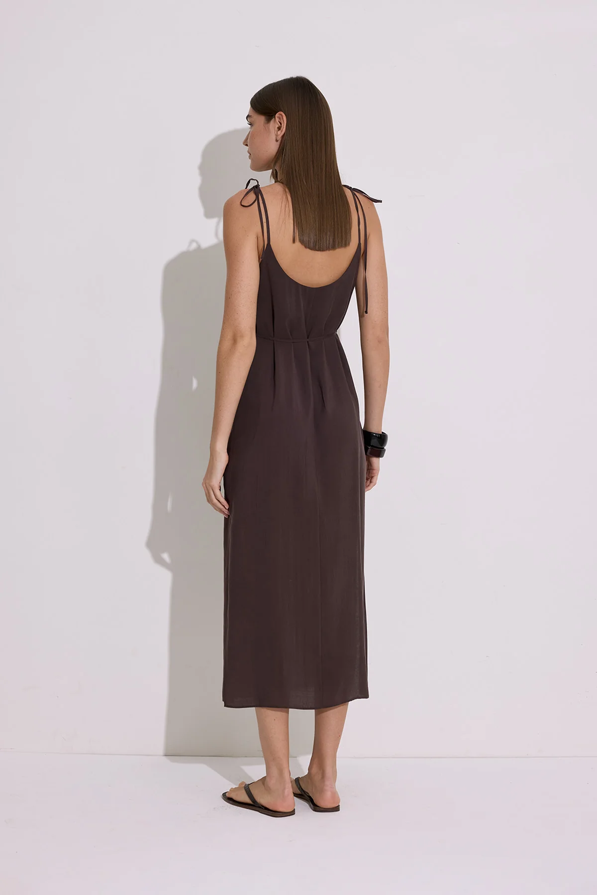 Modal Sleeveless Dress Dark Brown - Image 5