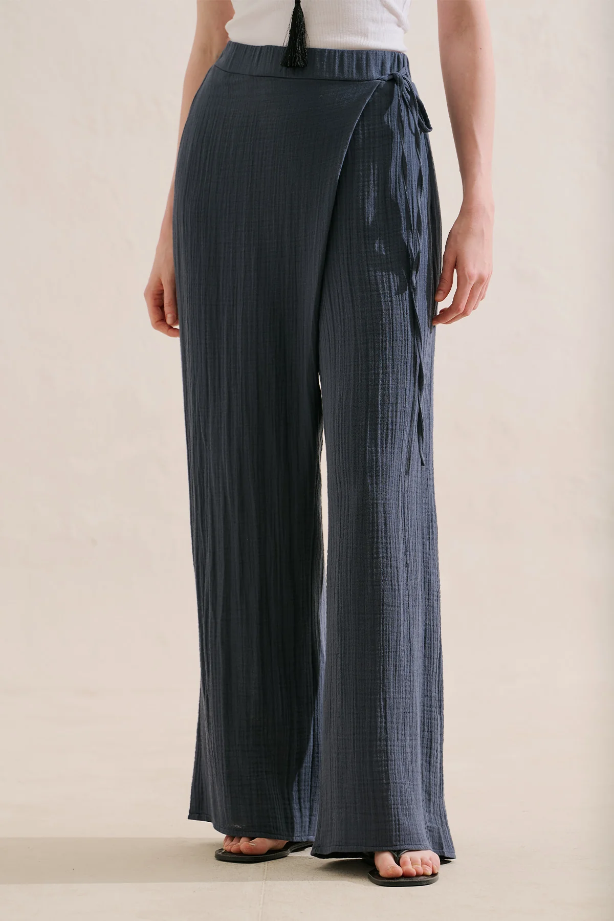Muslin Wrap Trousers Indigo - Image 3