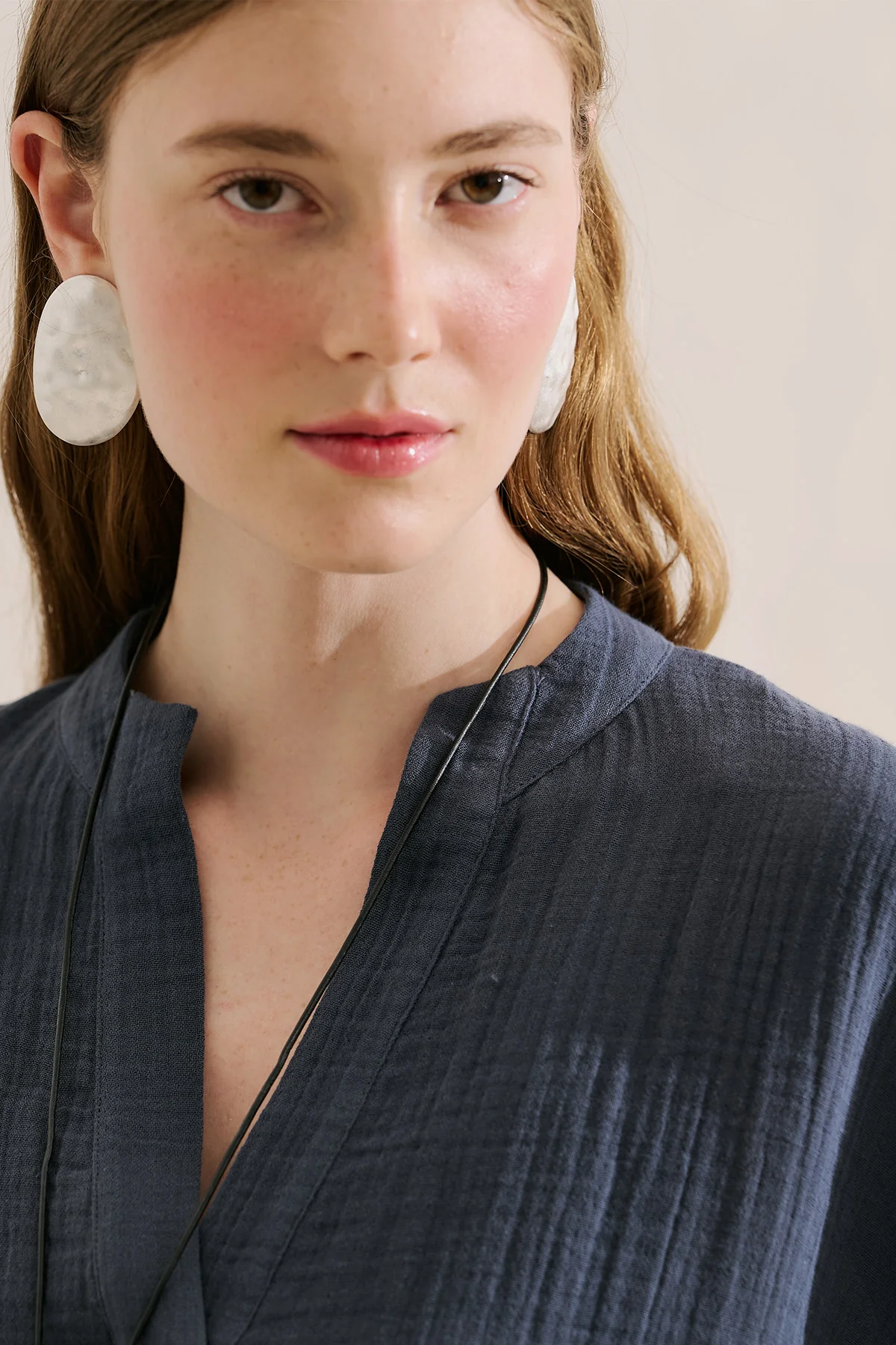 Muslin Wide Sleeve Blouse Indigo - Image 4