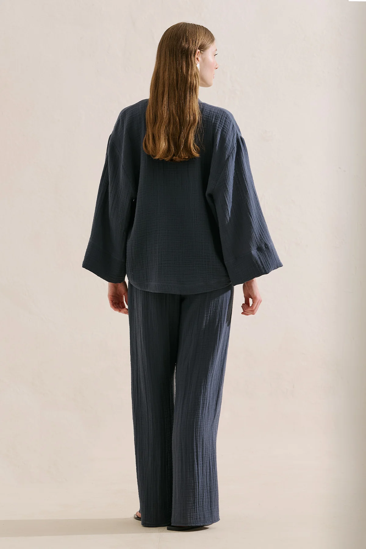 Muslin Wide Sleeve Blouse Indigo - Image 6