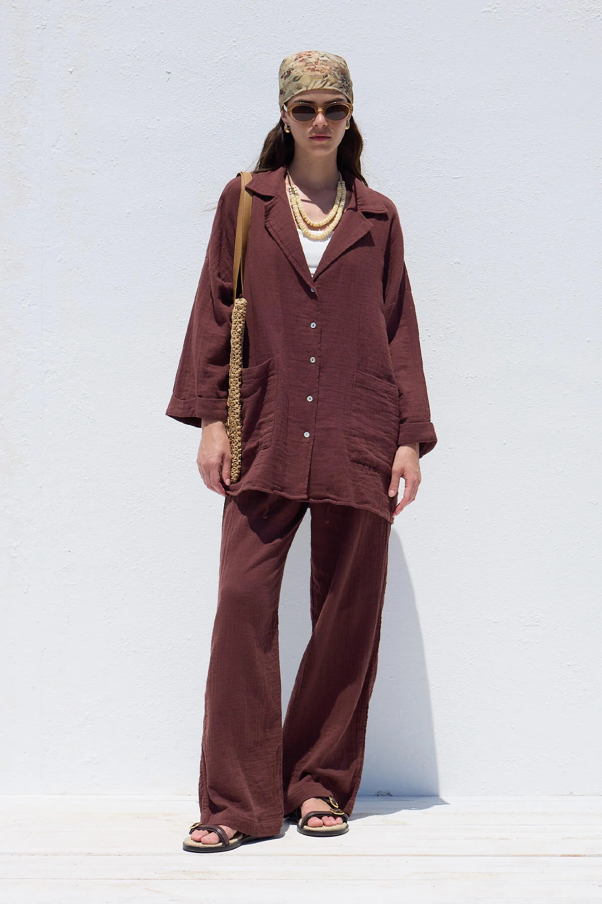 Muslin Relaxed Pants Burgundy - Image 2